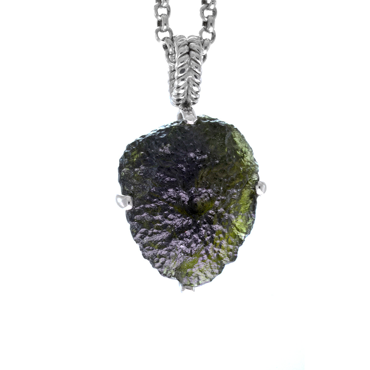 raw moldavite pendant