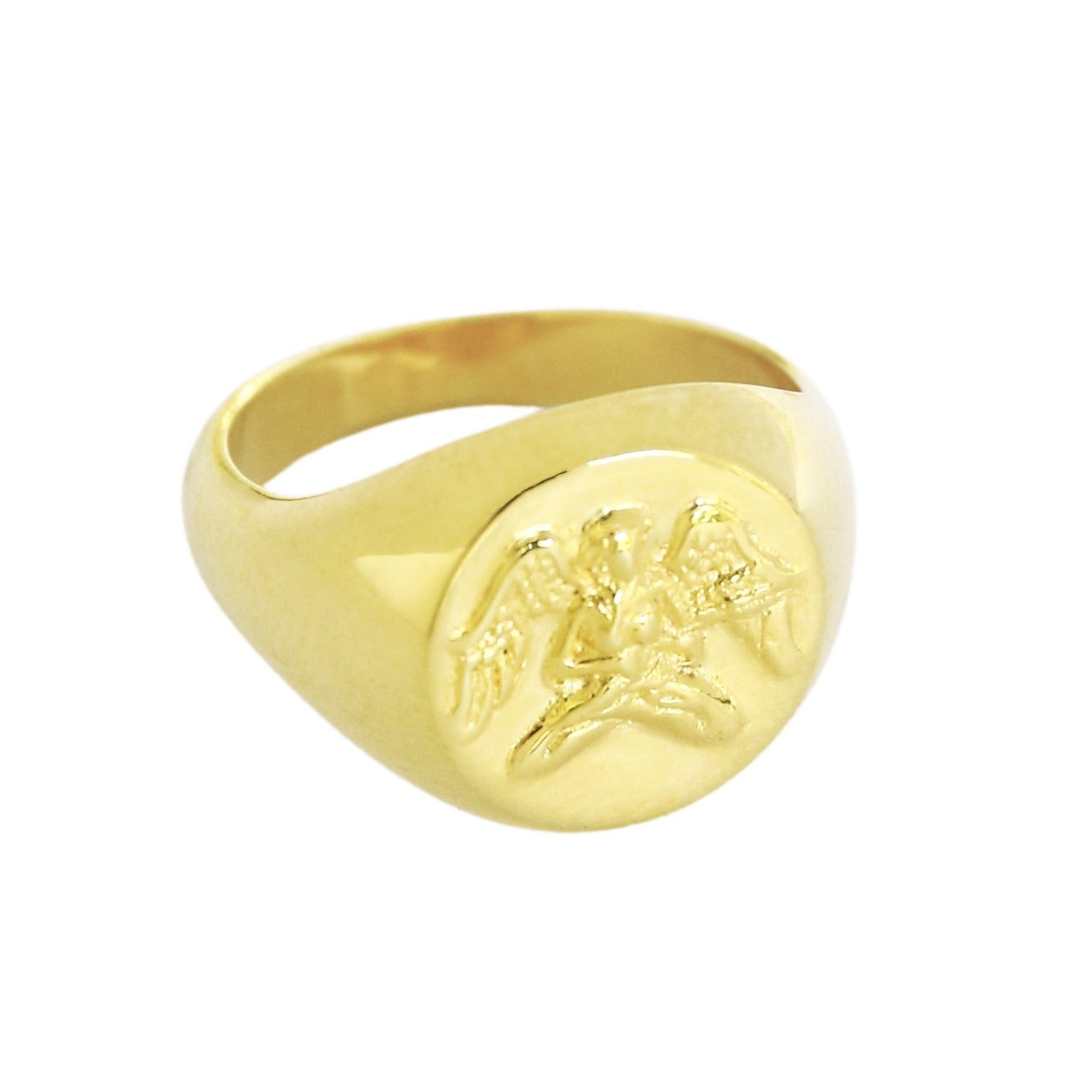 Gold virgo signet ring // Gold