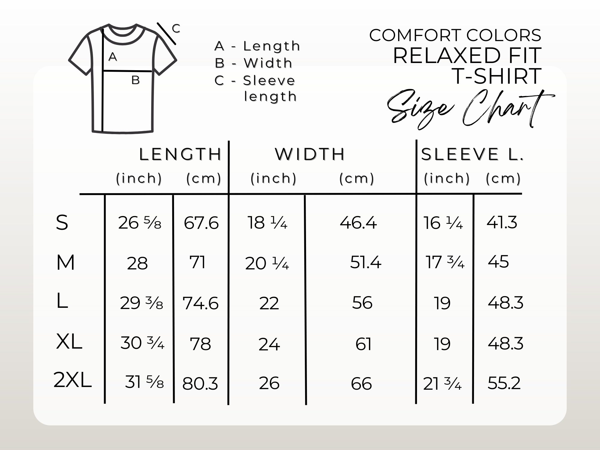 a diagram of a shirt sizes chart