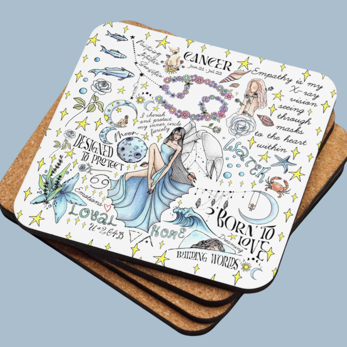 a coaster with a picture of a fairy on it