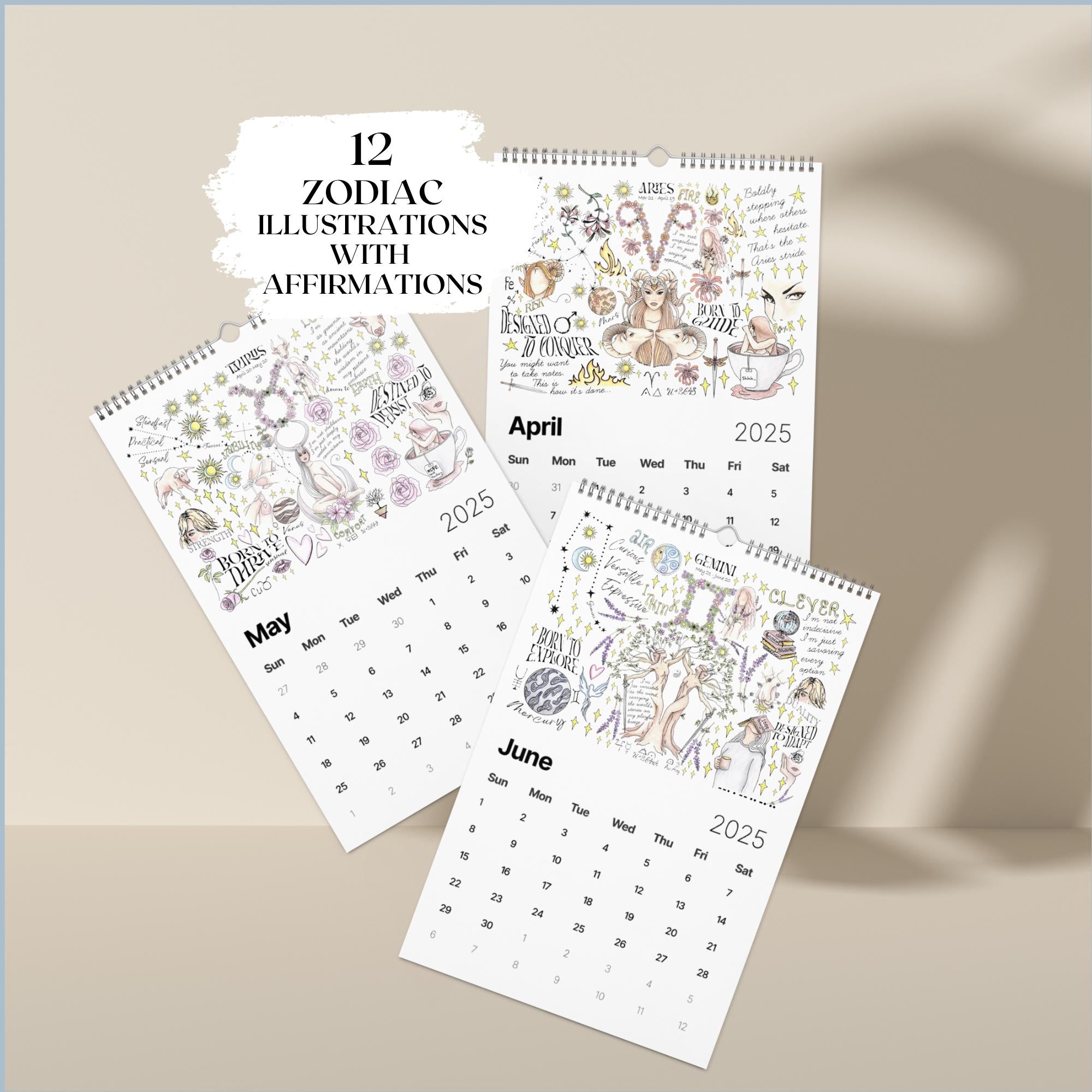 Large Zodiac Wall Calendar 2025