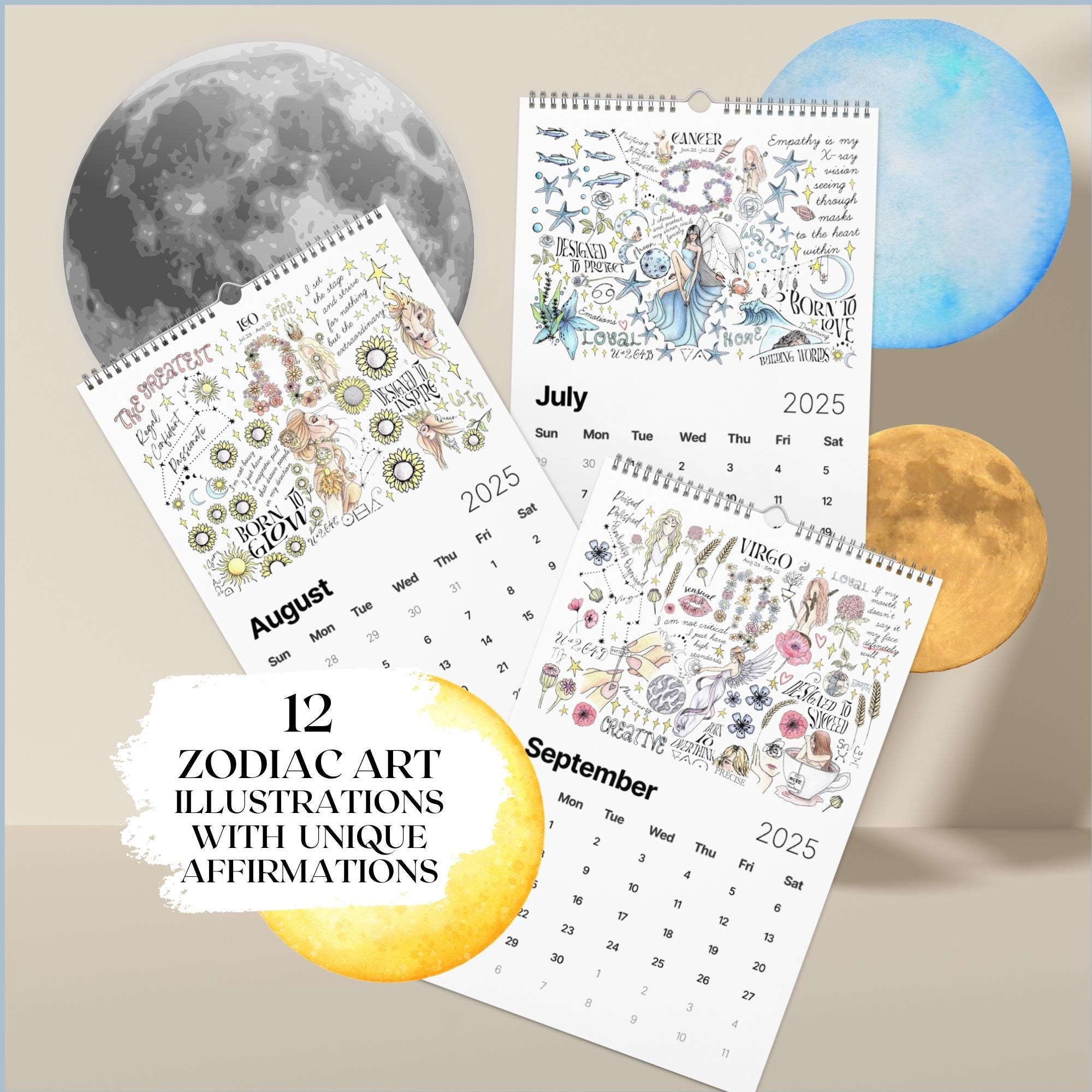 Large Zodiac Wall Calendar 2025