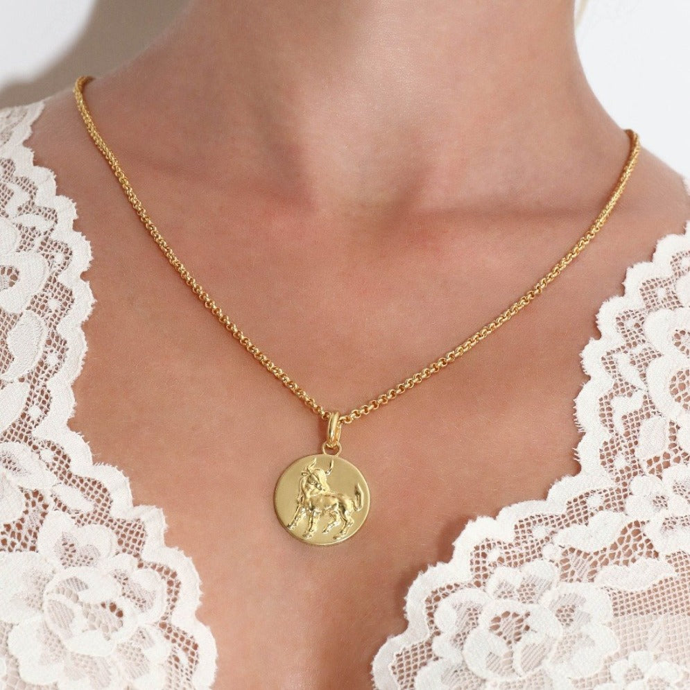 taurus coin pendant // Gold