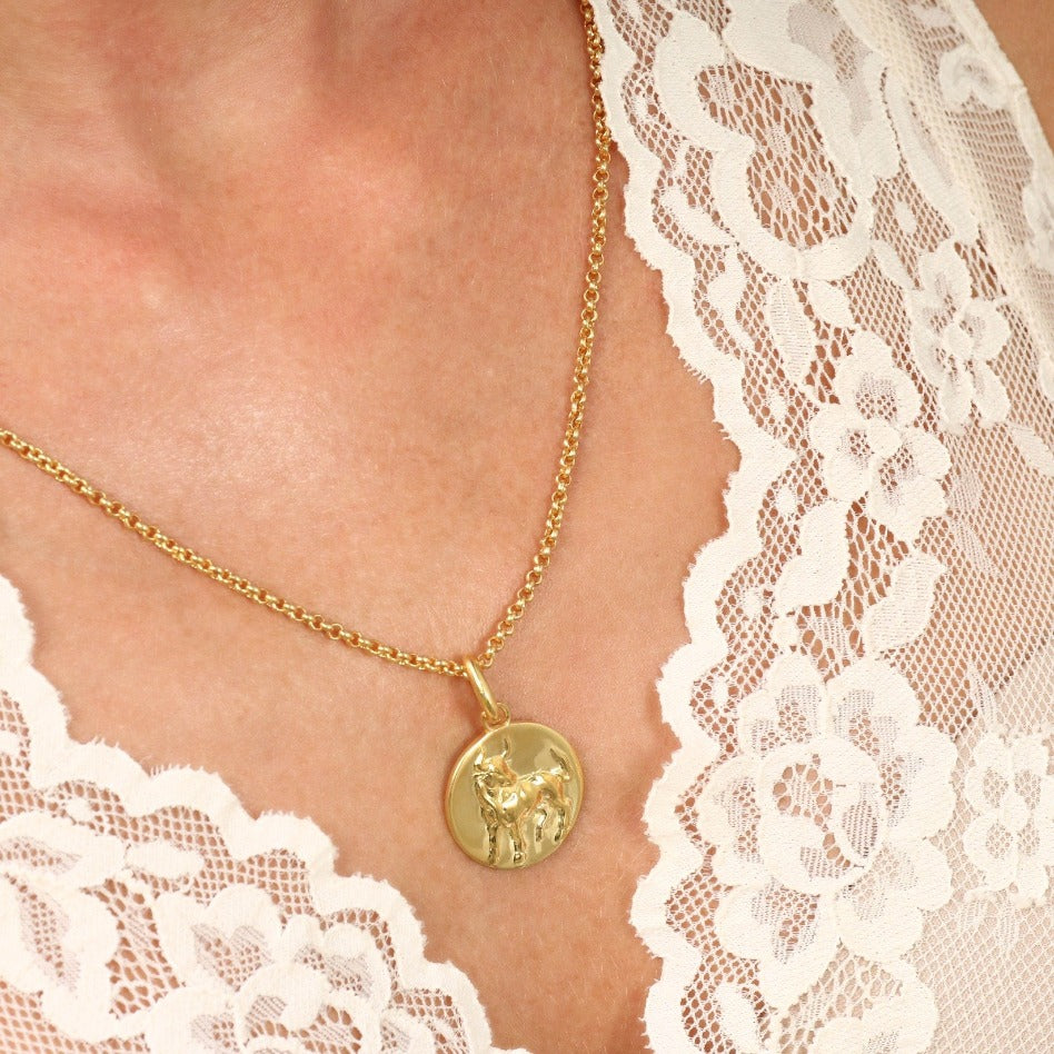 taurus coin pendant // Gold