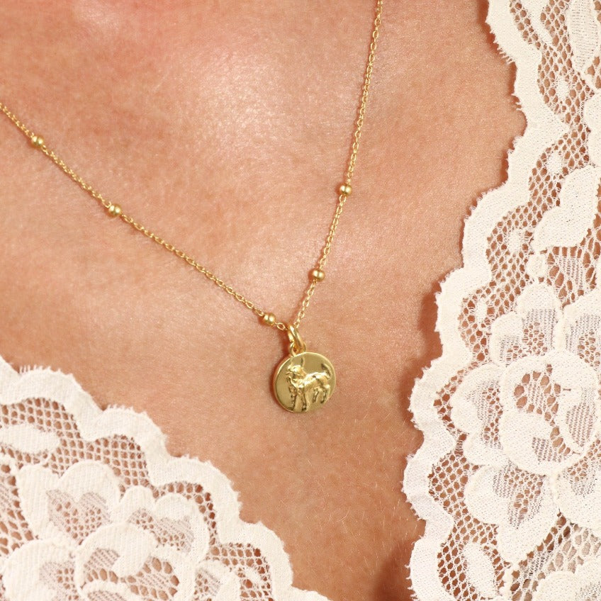 taurus dainty coin pendant // Gold