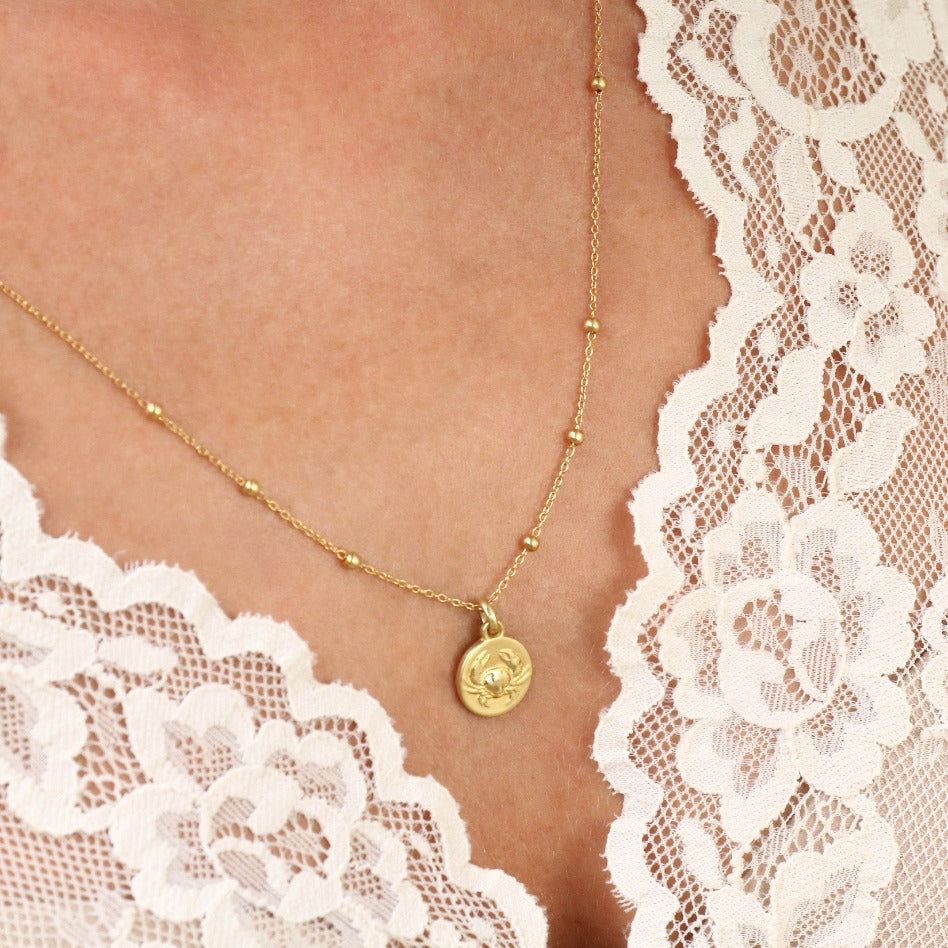 cancer zodiac pendant necklace // Gold