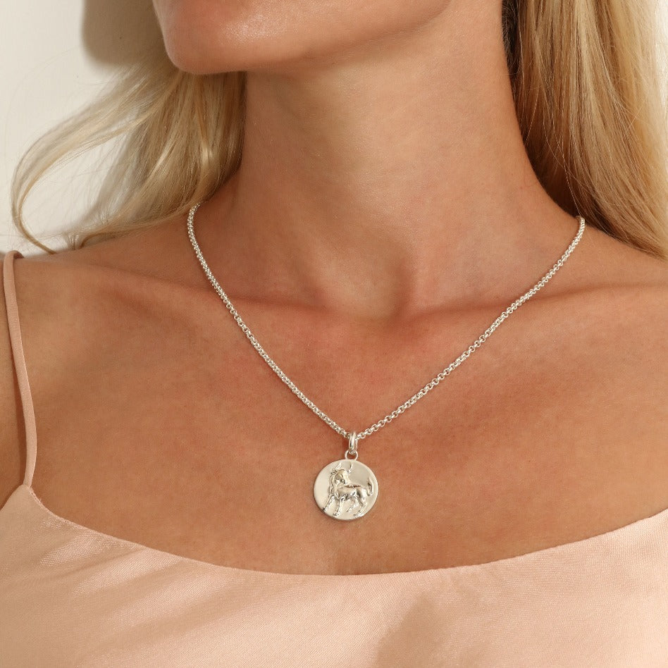 taurus coin pendant // Silver