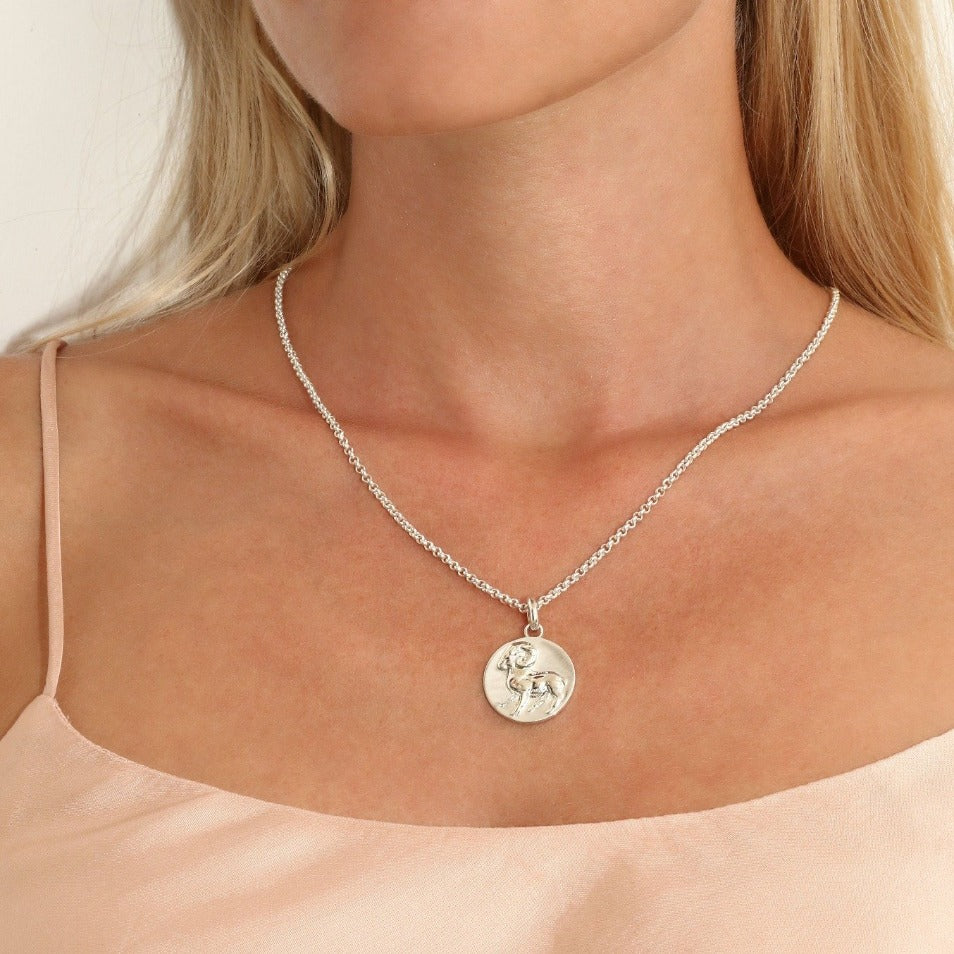 aries coin pendant // Silver