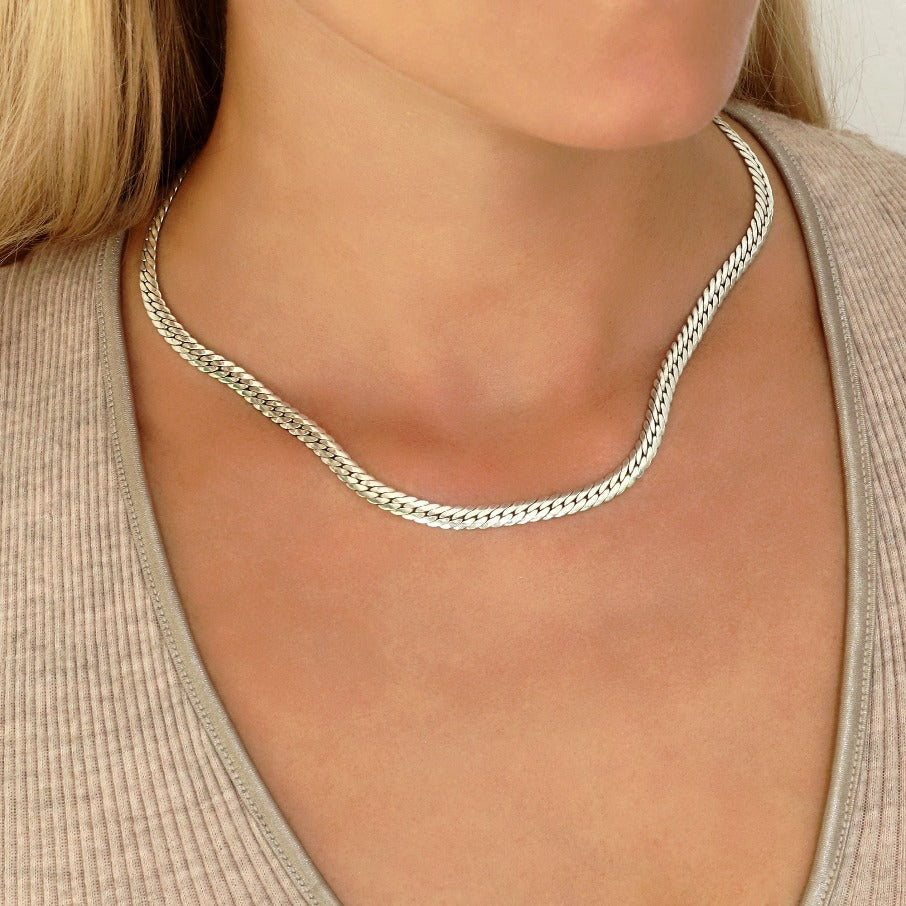 Gold herringbone necklace // Silver