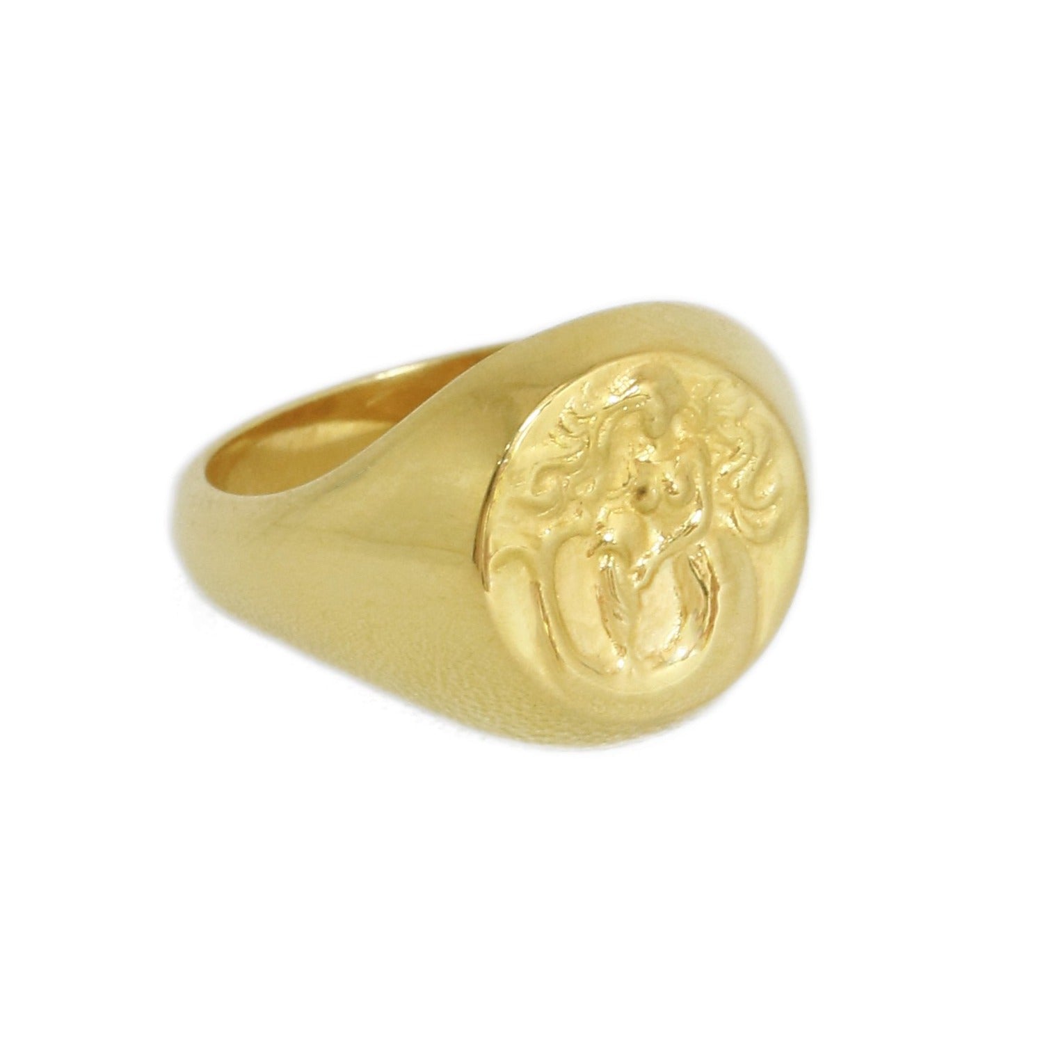 Signet ring aquarius // Gold