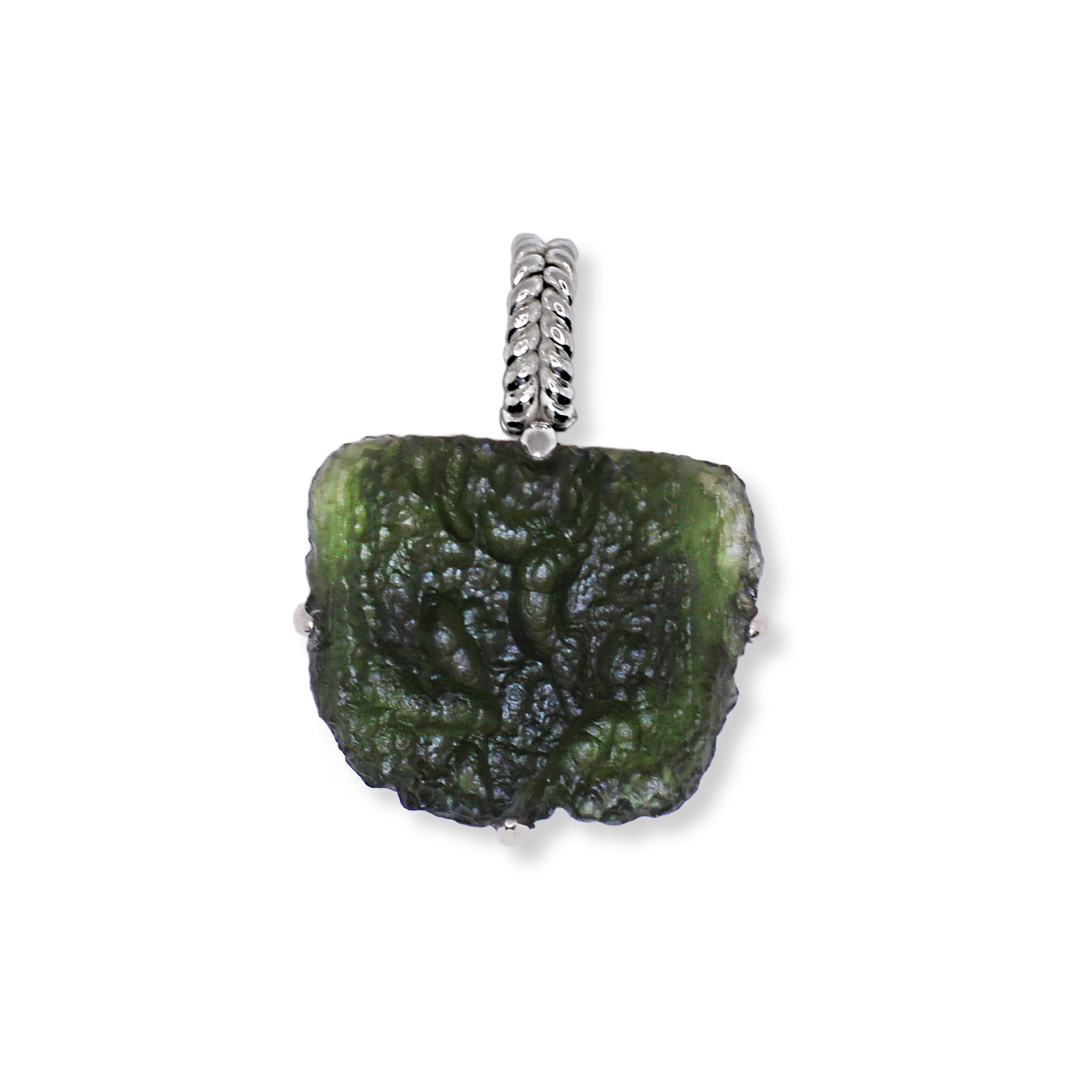 Sterling Silver Authentic Moldavite Pendant Necklace 9 gr