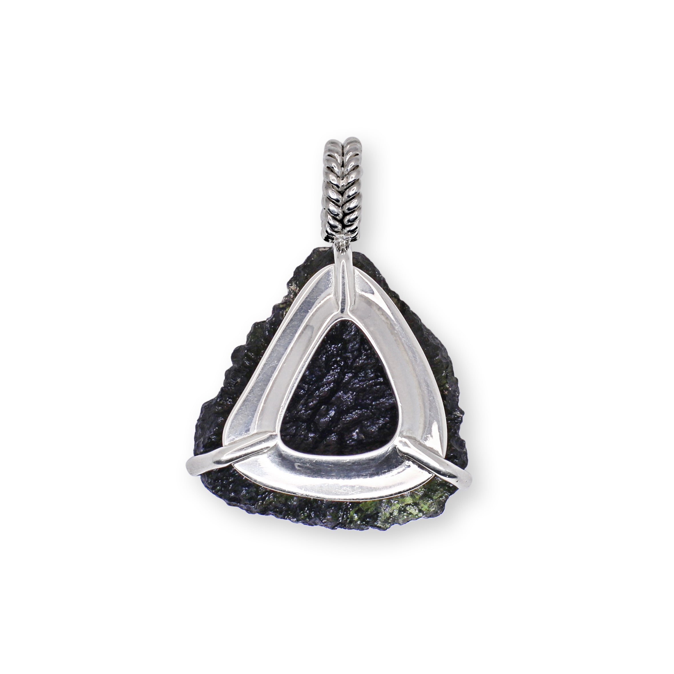 Triangle shape raw Moldavite pendant 6 gr