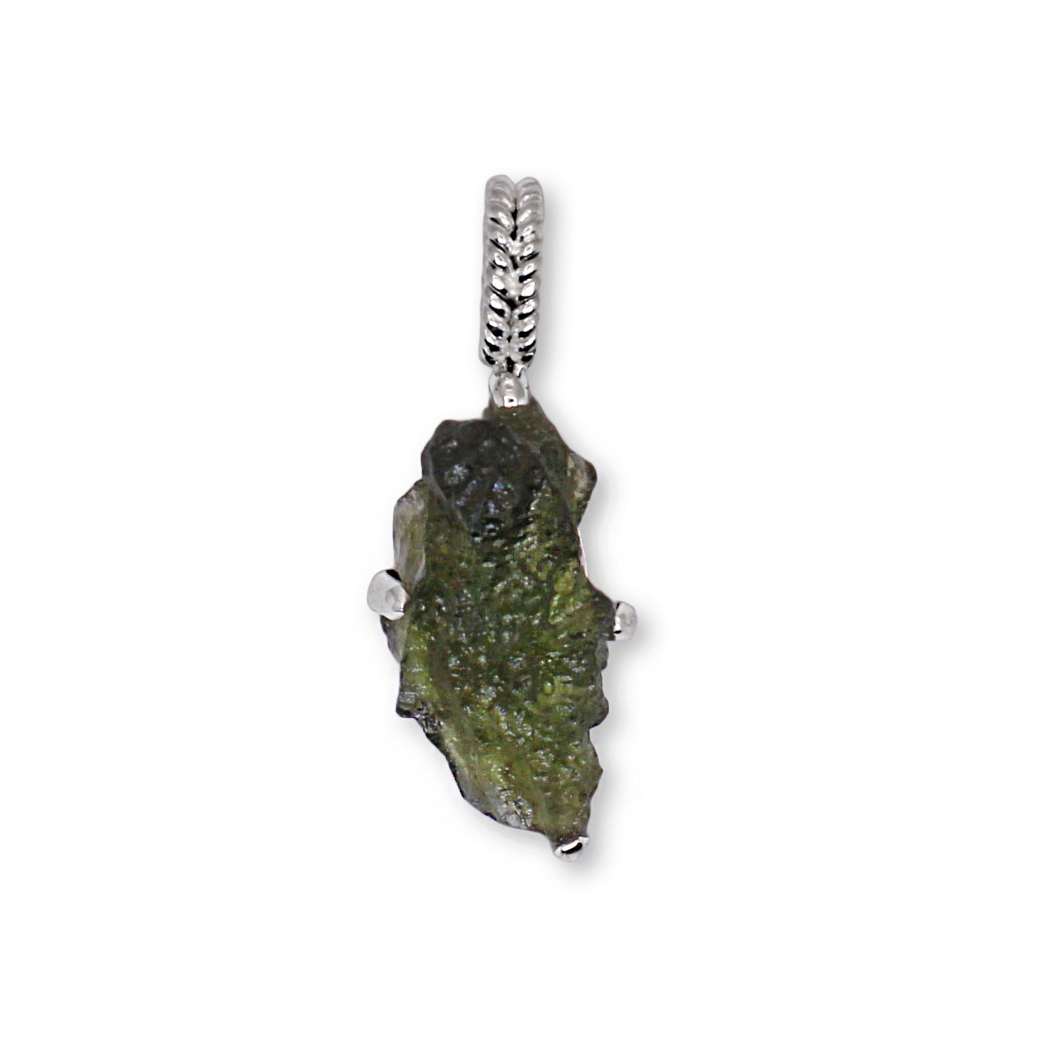 Moldavite crystal in Prong setting 4 gr