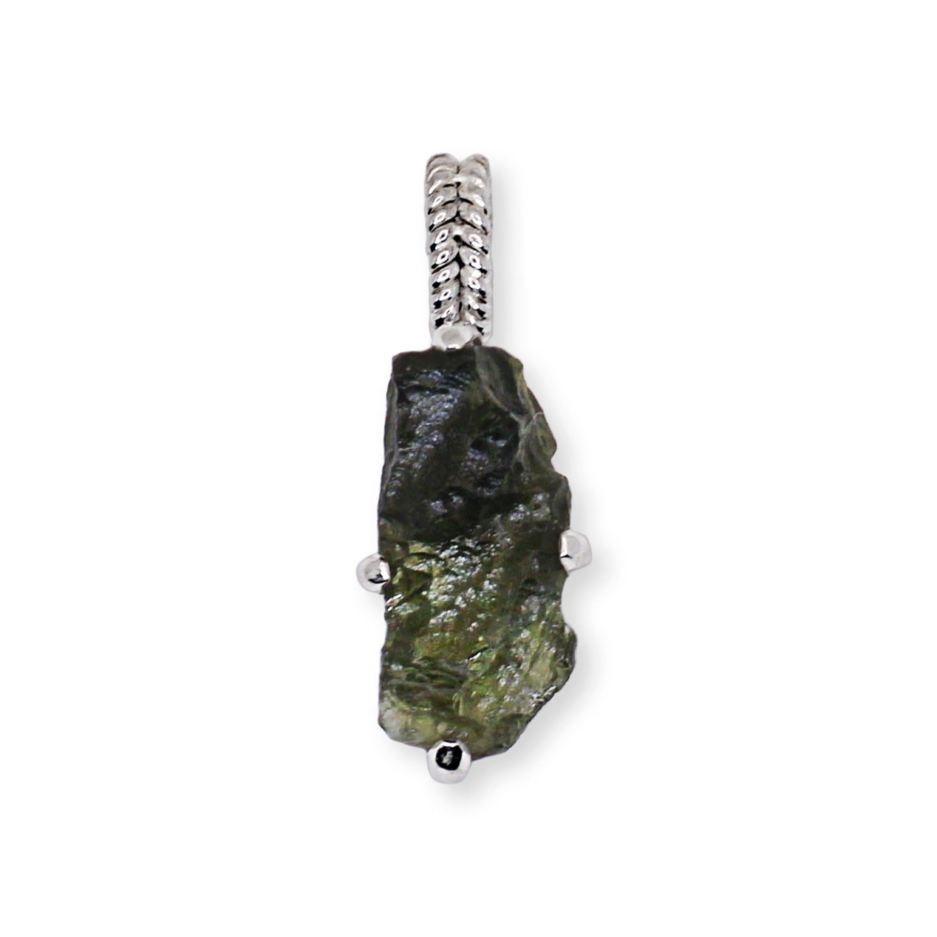 Raw Moldavite in Prong setting 4 gr