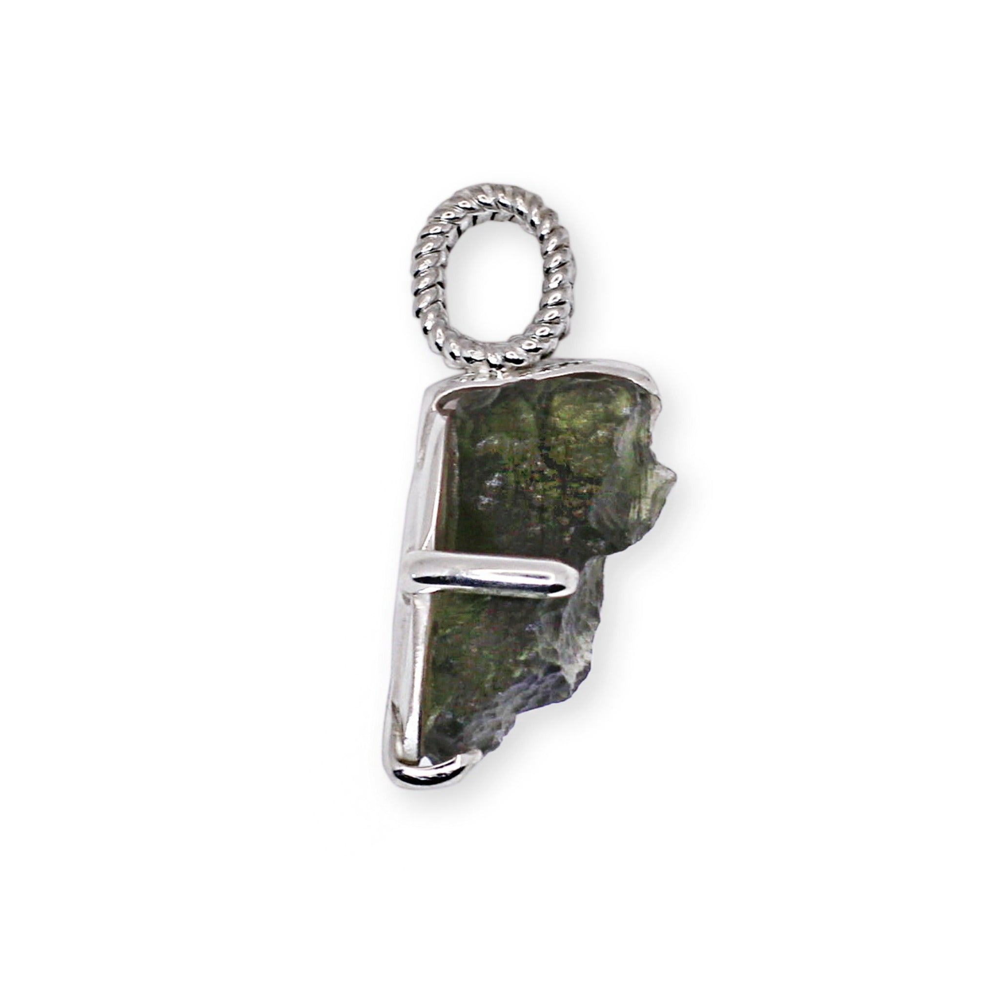 Raw Moldavite in Prong setting 4 gr