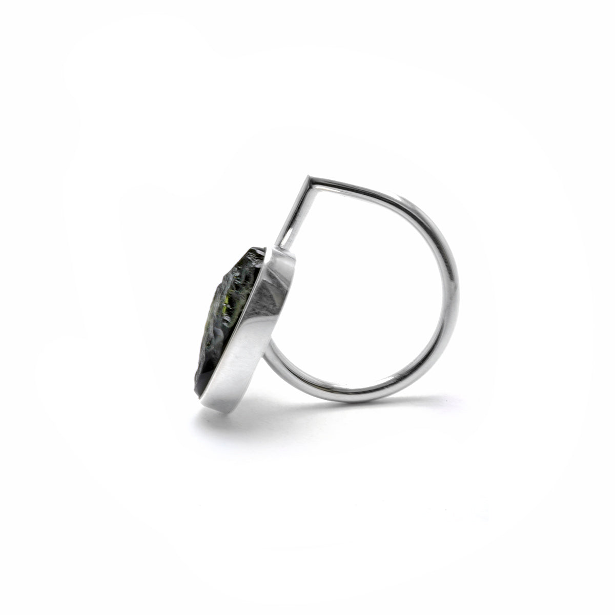 adjustable sterling silver moldavite meteorite ring size 7