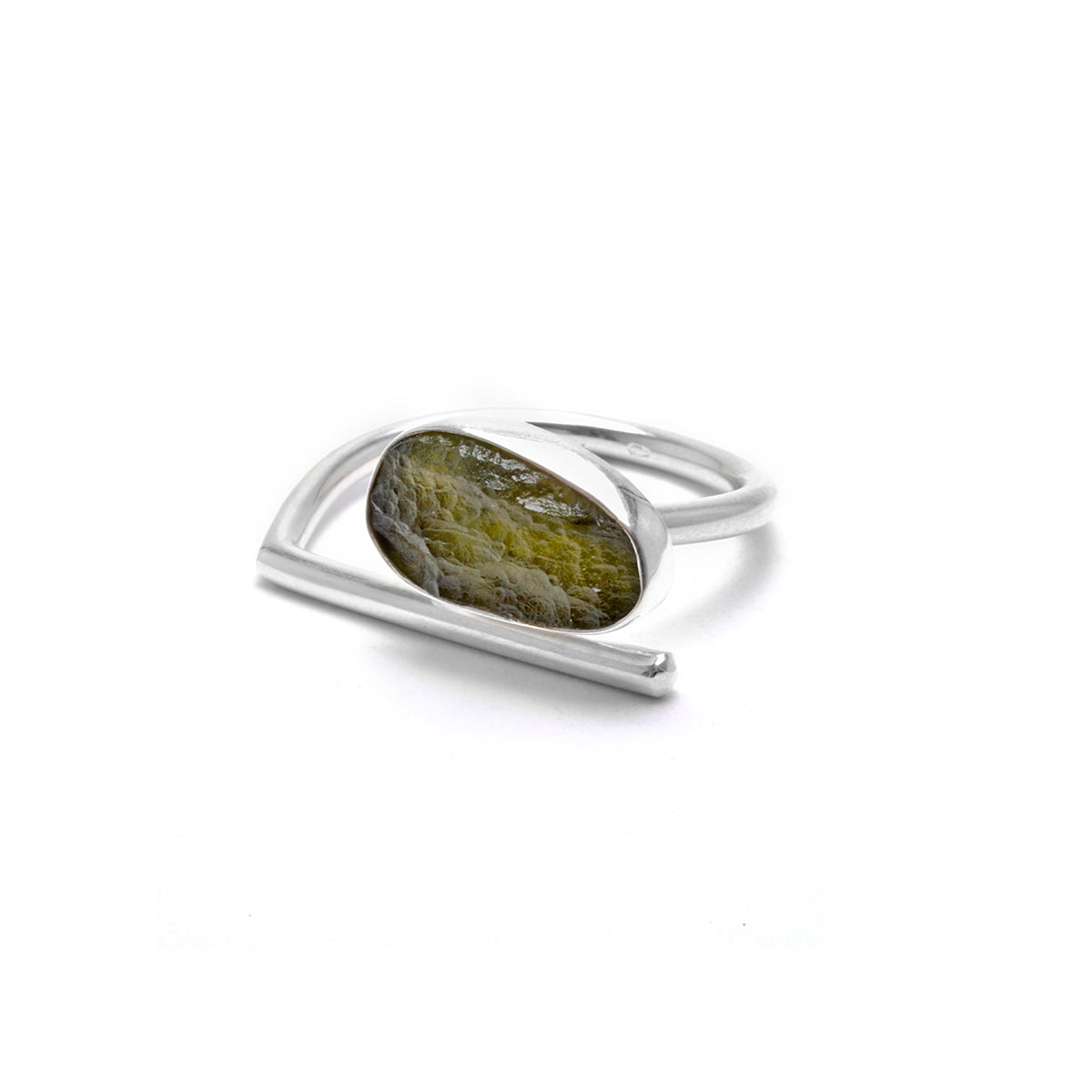 adjustable sterling silver moldavite ring size 9