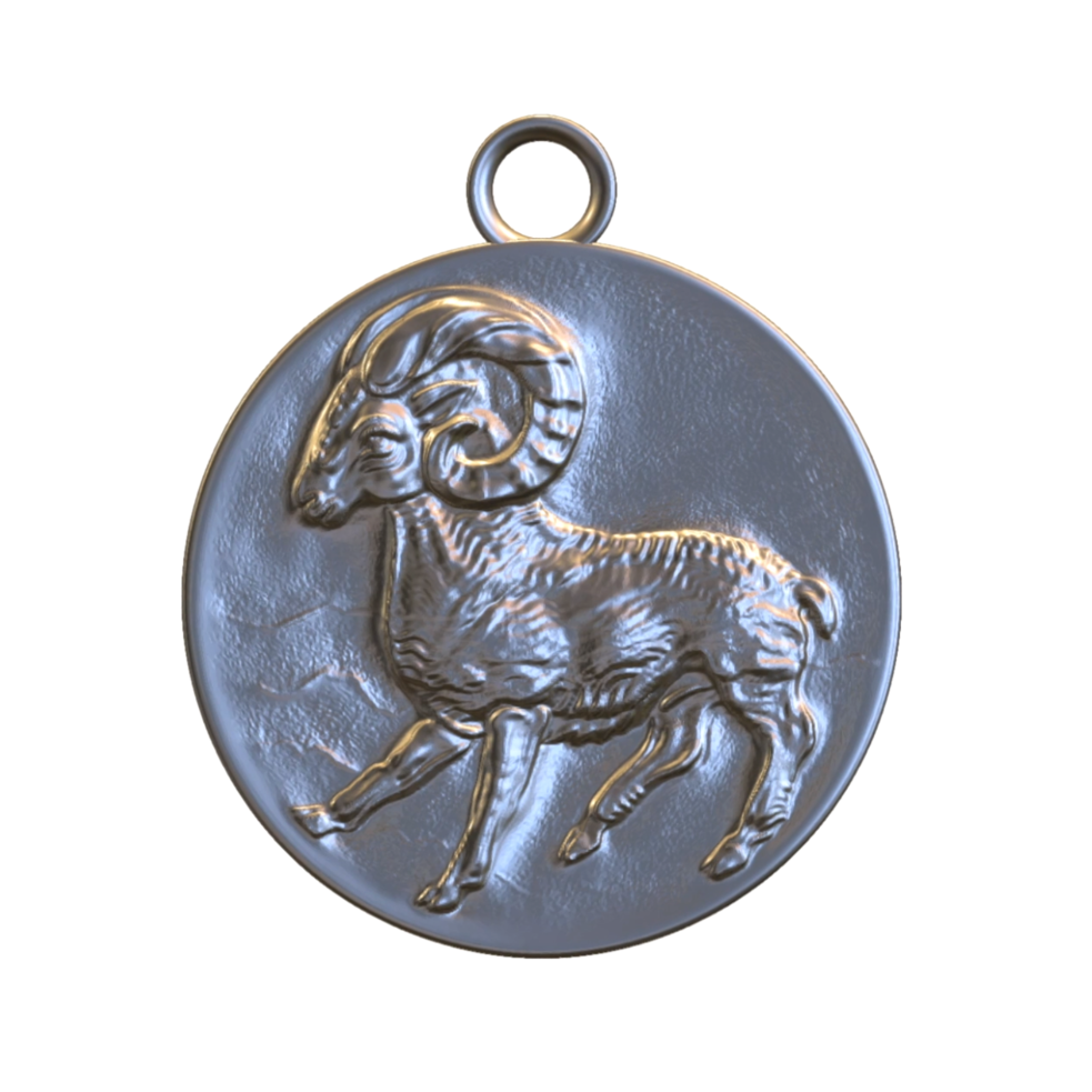 aries coin pendant // Silver