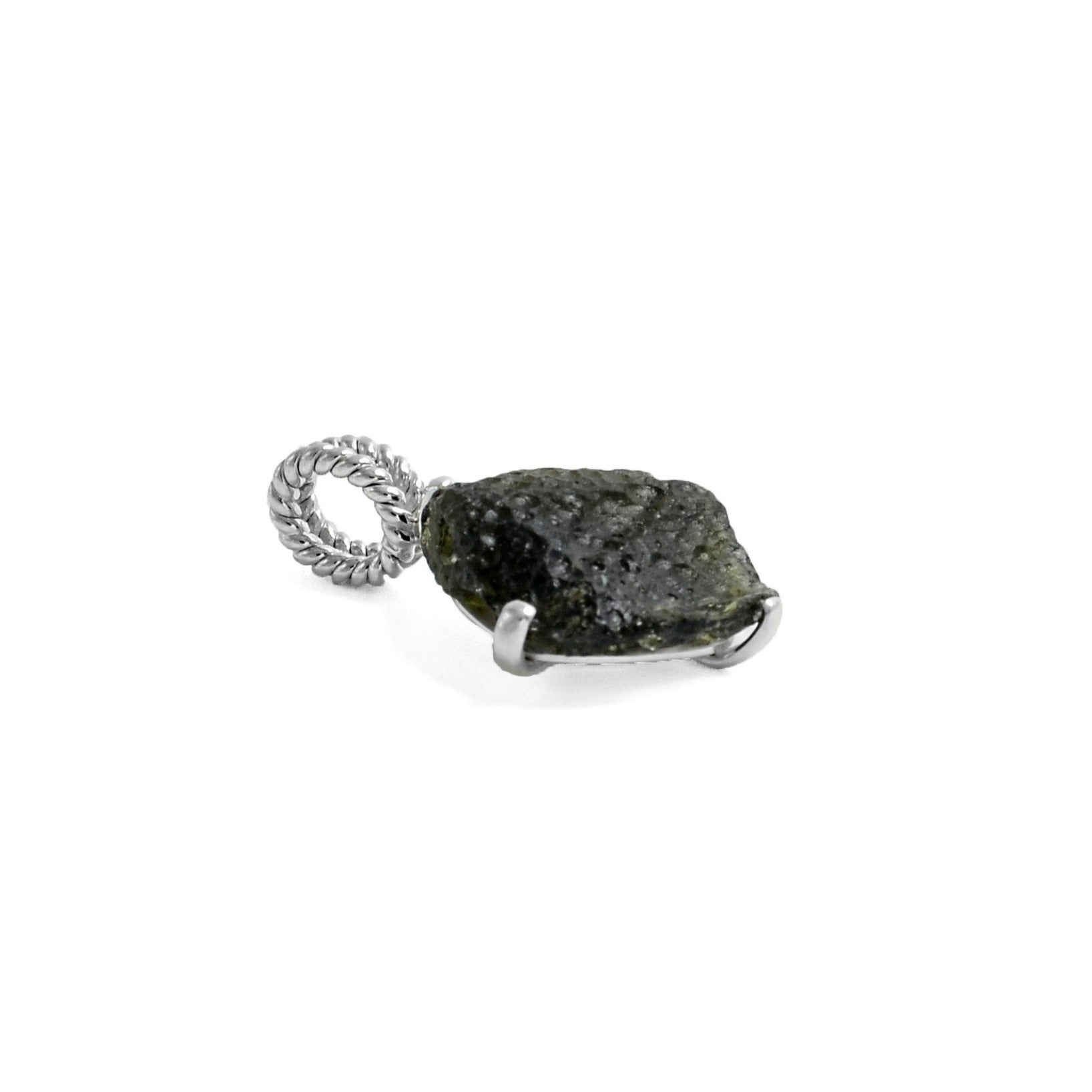 Raw Moldavite Sterling Silver Pendant 4.9 gr