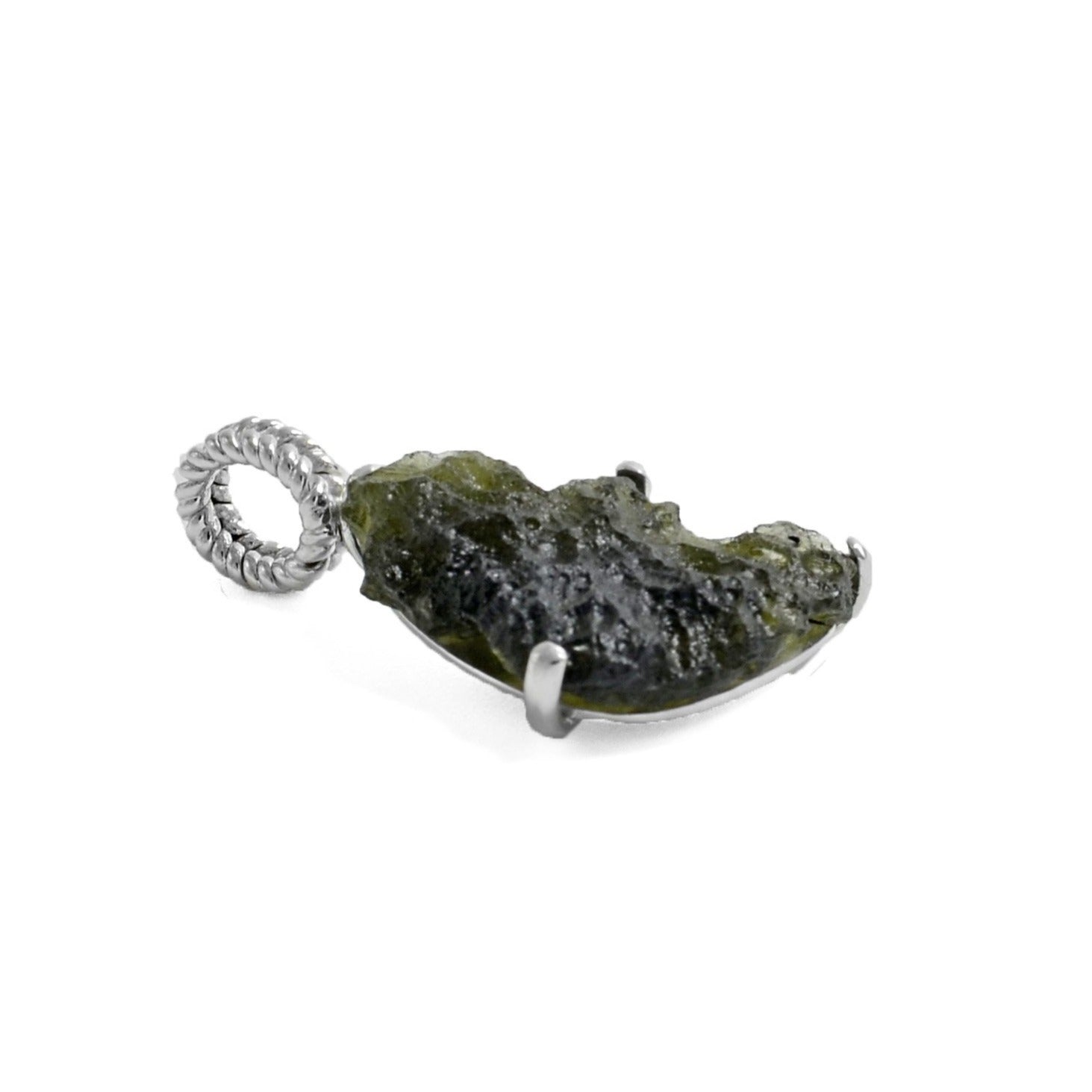 Raw Moldavite Sterling Silver Pendant 5.7 gr