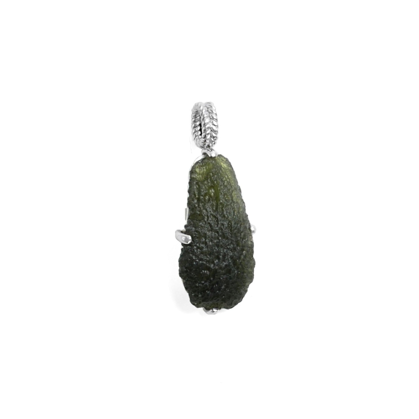 Raw Moldavite Sterling Silver drop Pendant 8.4 gr