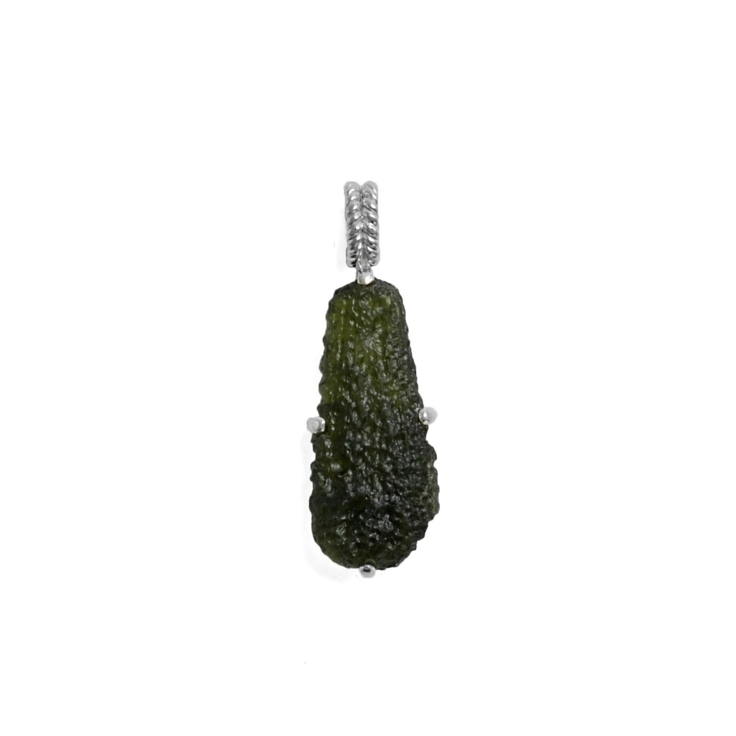 Raw Moldavite Sterling Silver drop Pendant 7 gr