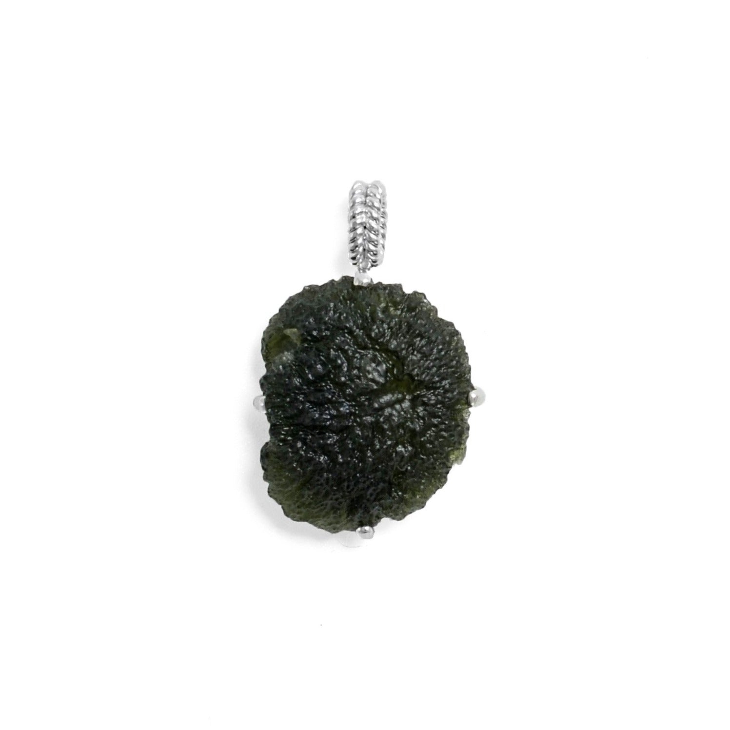 Raw Moldavite Sterling Silver Pendant ioola