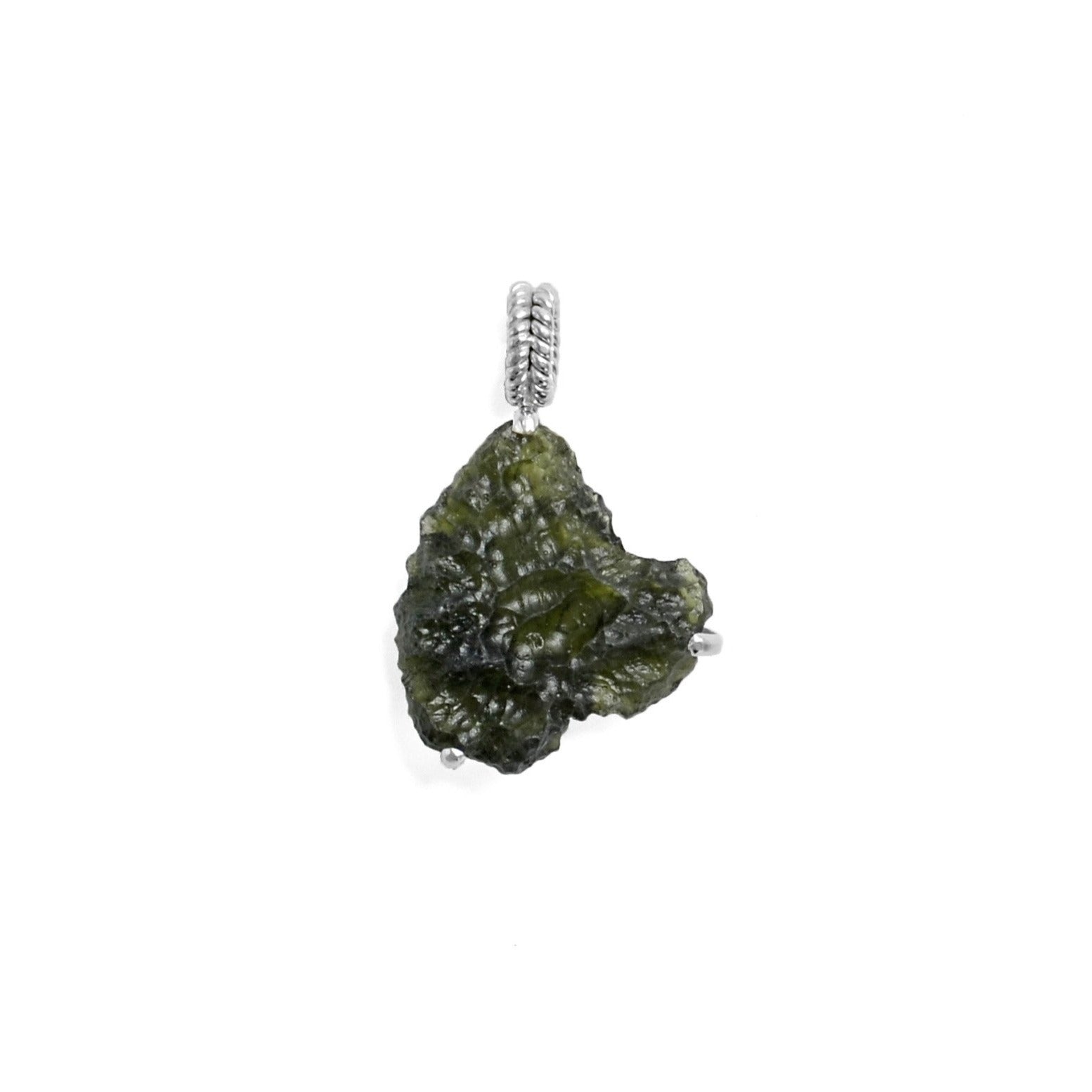 Raw Moldavite Sterling Silver Pendant 7.3 gr