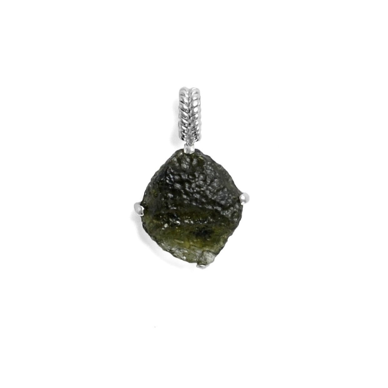 Raw Moldavite Sterling Silver Pendant 4.9 gr