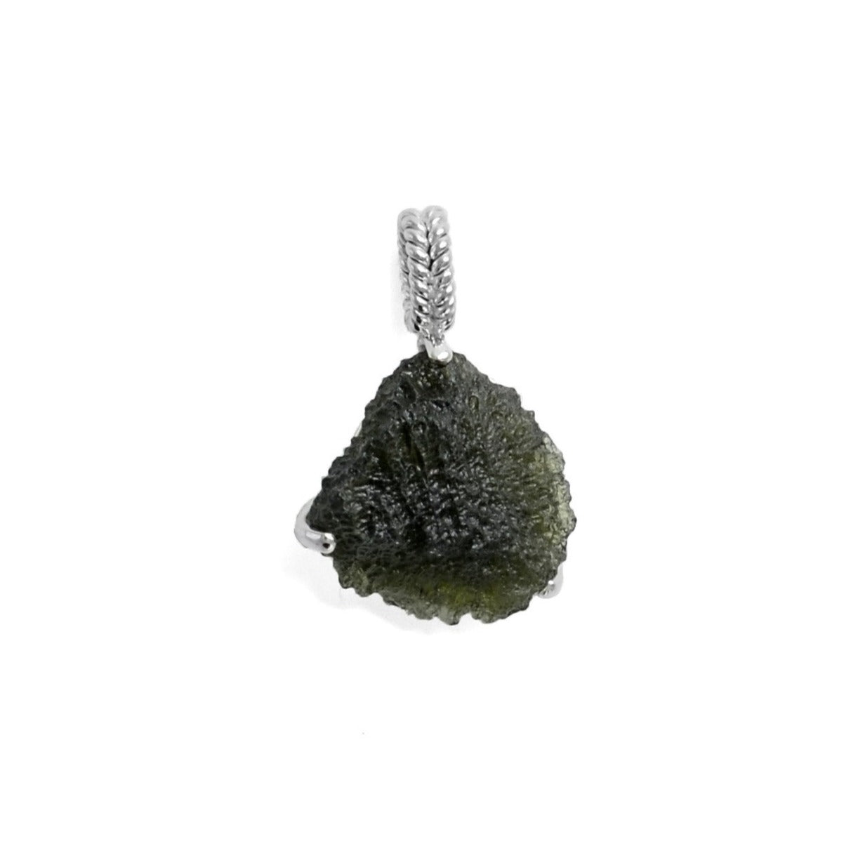 Raw Moldavite Sterling Silver Pendant 6 gr