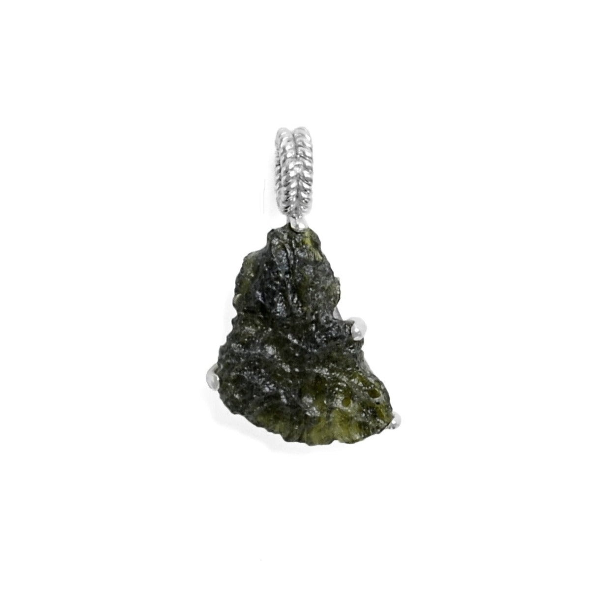 Raw Moldavite Sterling Silver Pendant 5.7 gr