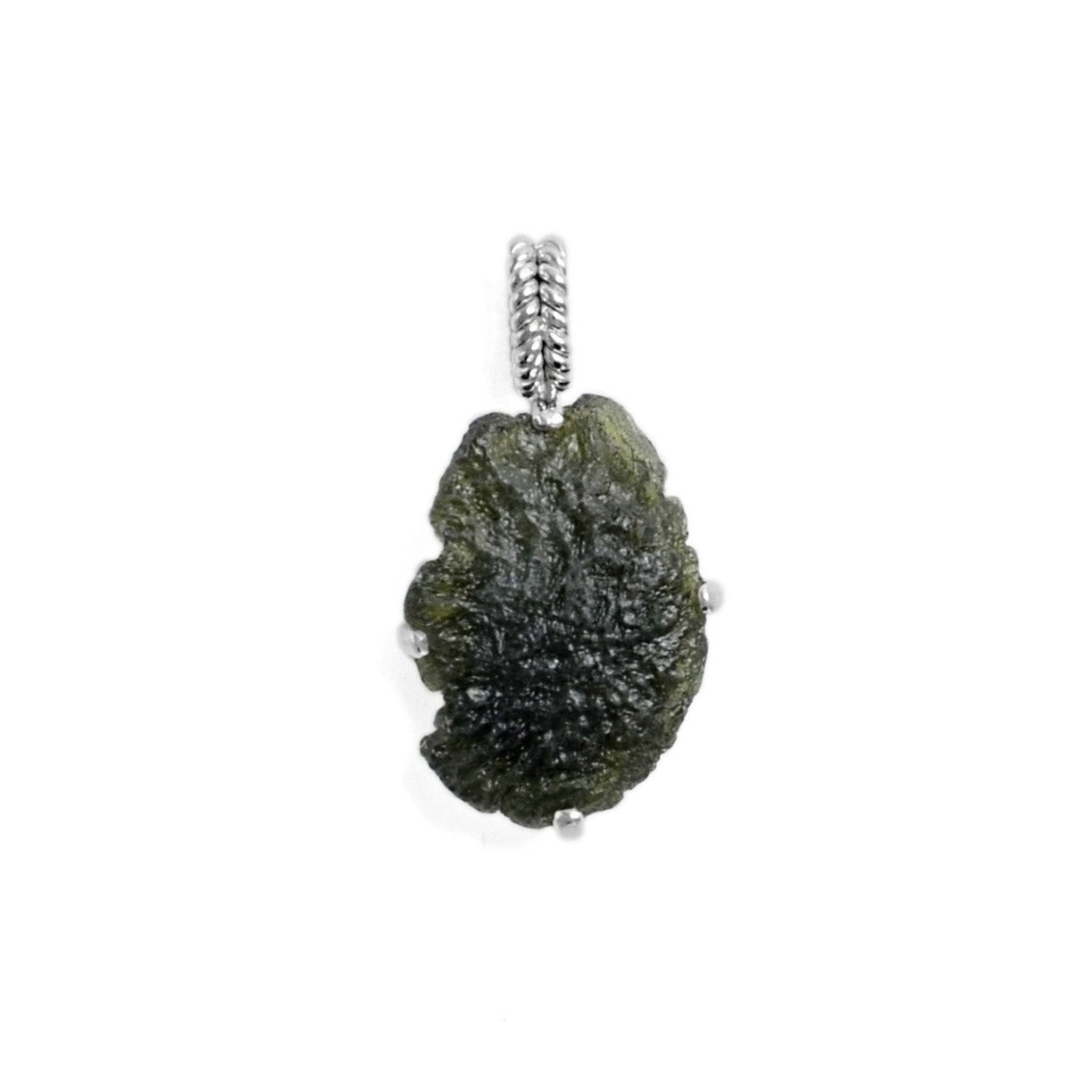 Raw Moldavite Sterling Silver Pendant 7.1 gr