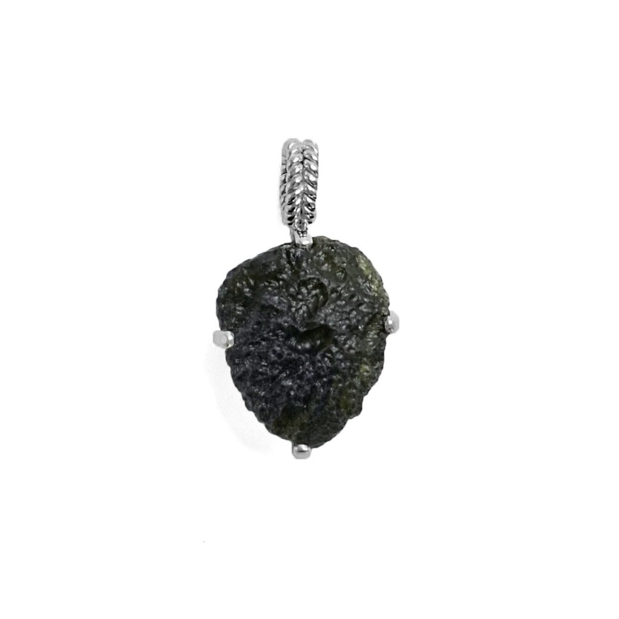 Raw Moldavite Sterling Silver Pendant 7 gr