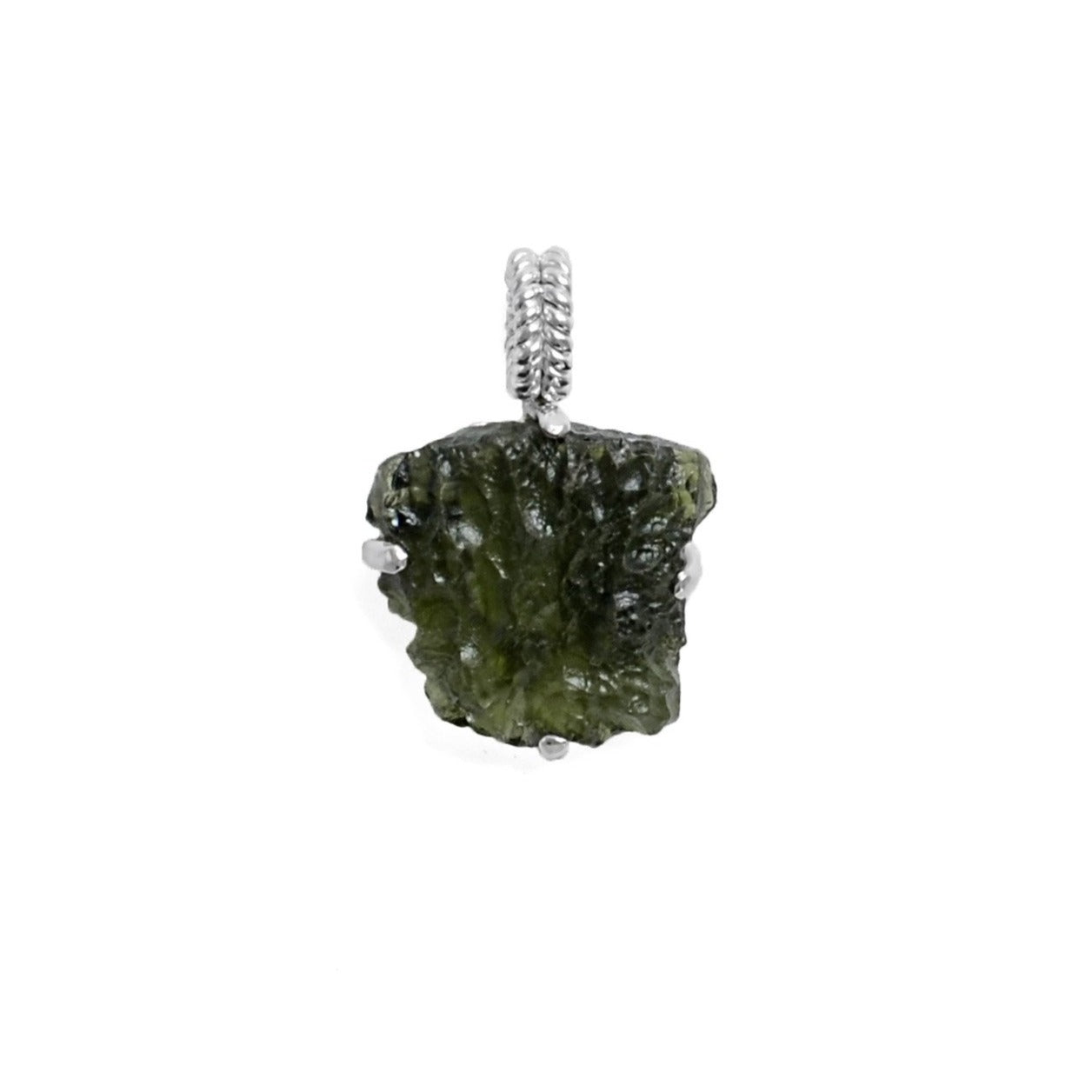 Raw Moldavite Sterling Silver Pendant 6.9 gr