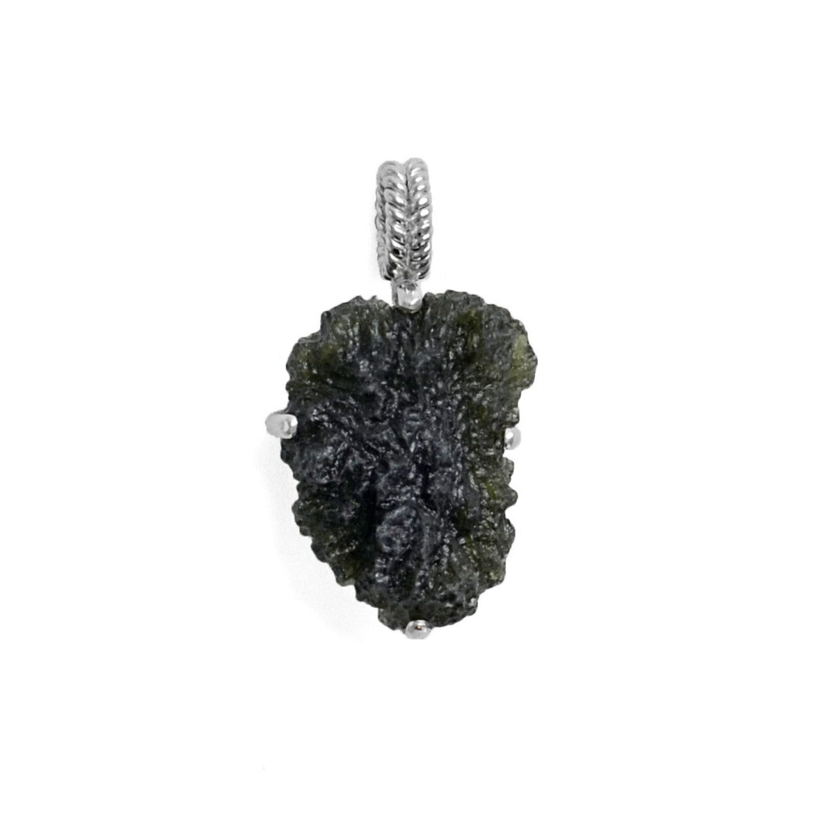 Raw Moldavite Sterling Silver Pendant 8.6 gr