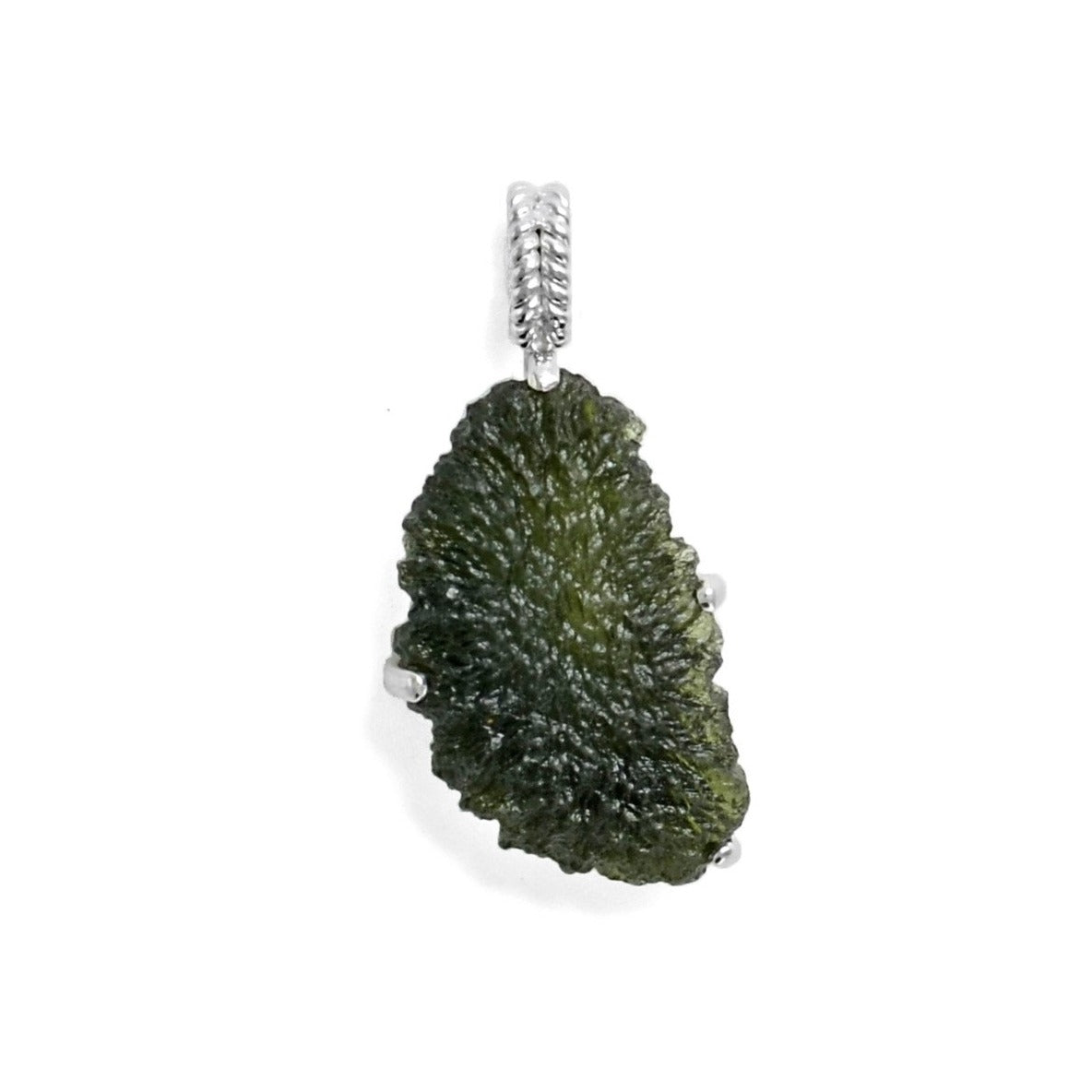 Large Raw Moldavite Sterling Silver Pendant ioola 9.3 gr 