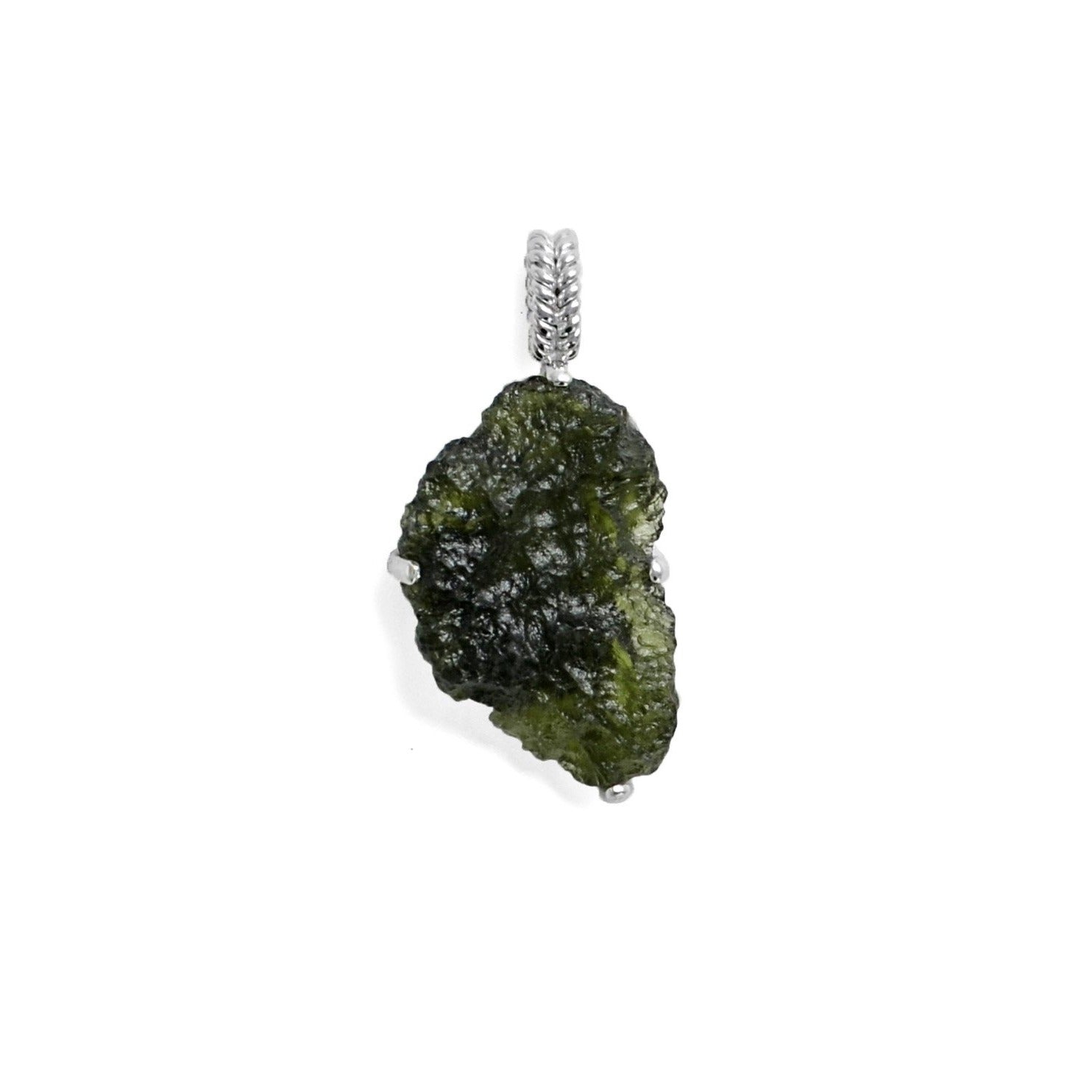 Raw Moldavite Sterling Silver Pendant 8.1 gr