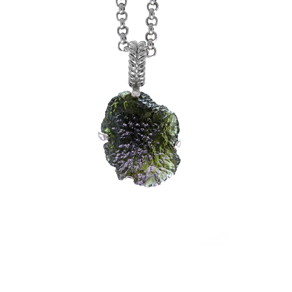 Raw Moldavite Sterling Silver Pendant 5.5 gr