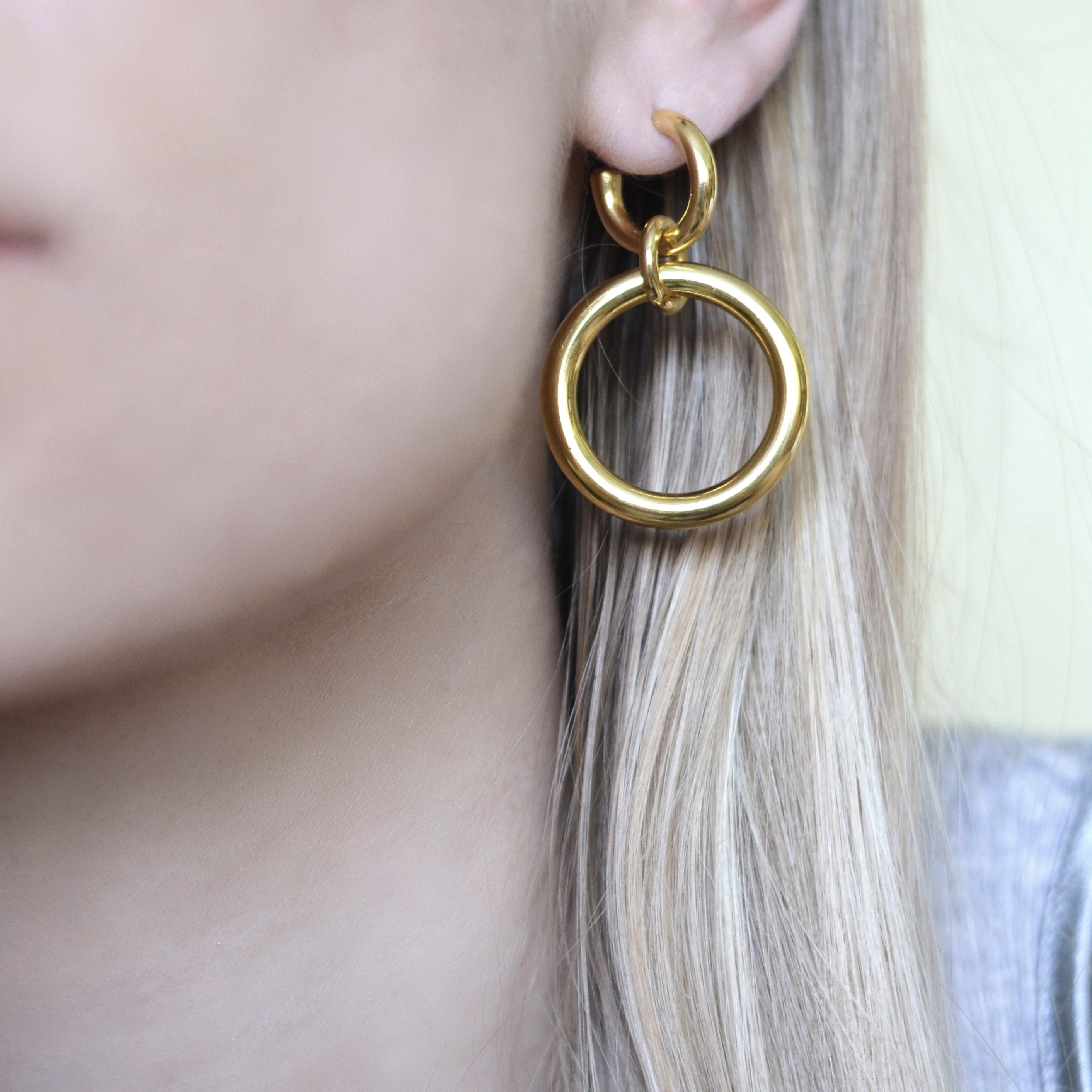 Lightweight Sterling Silver gold plated Hoop Earrings big ioola big // Gold