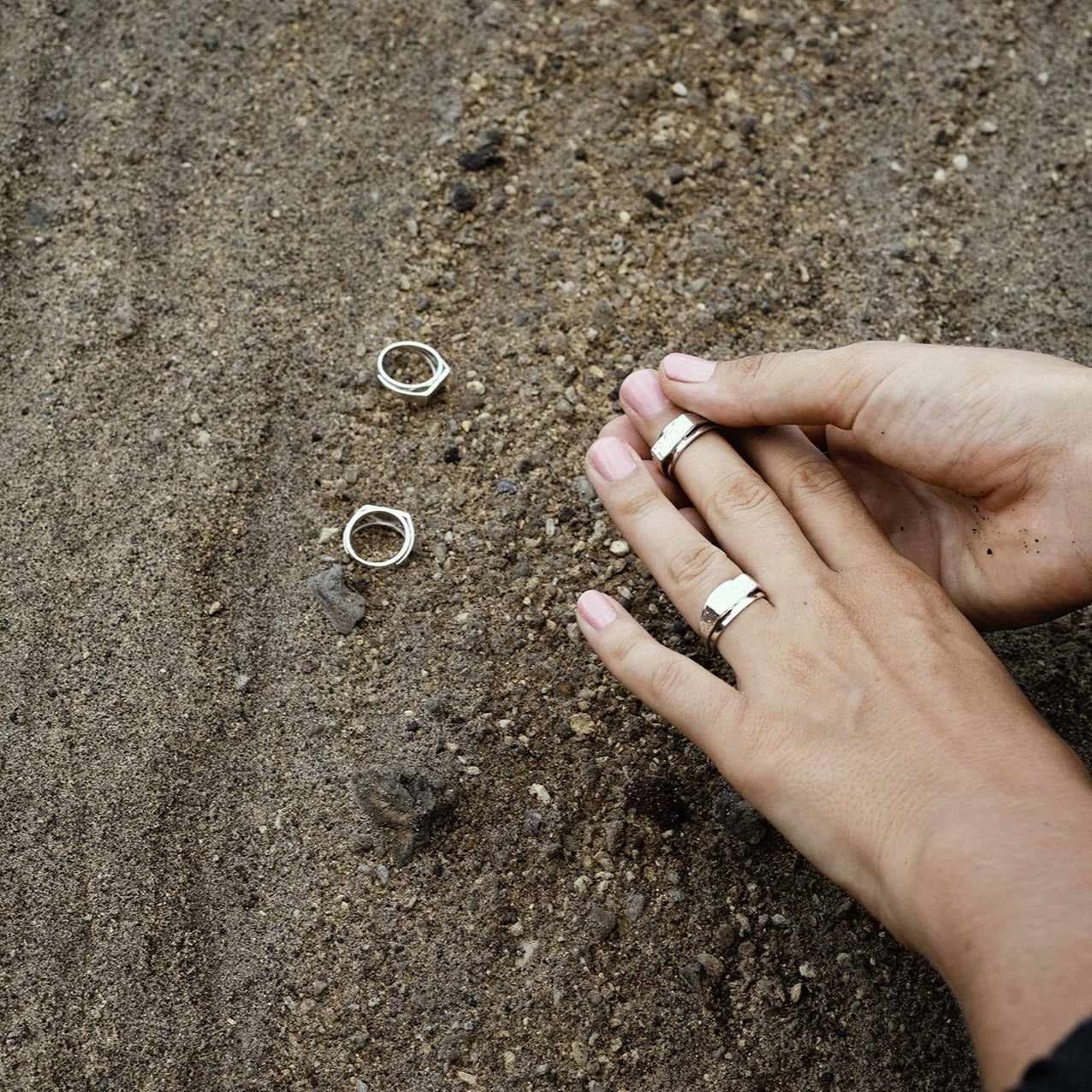 Sterling Silver unique hammered ring ioola