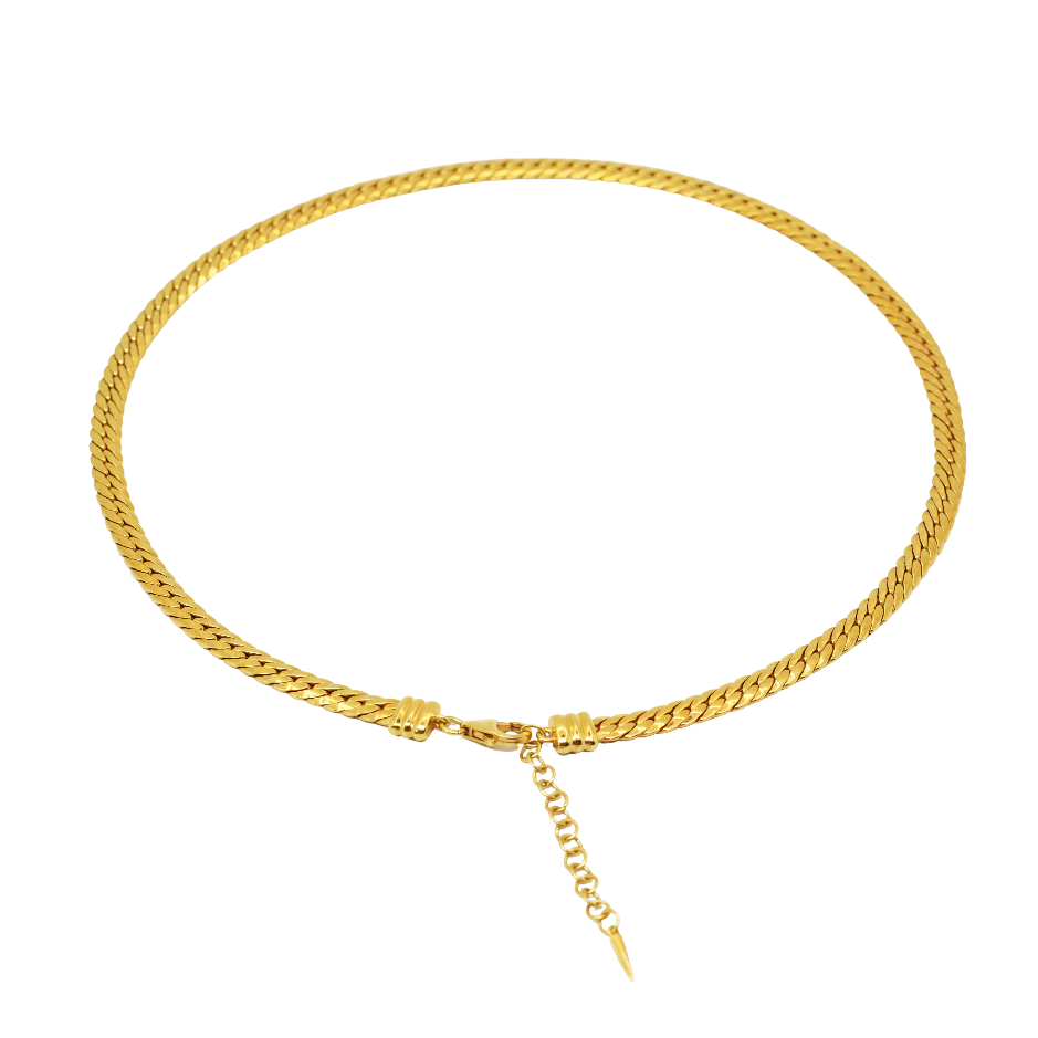 Gold herringbone necklace // Gold