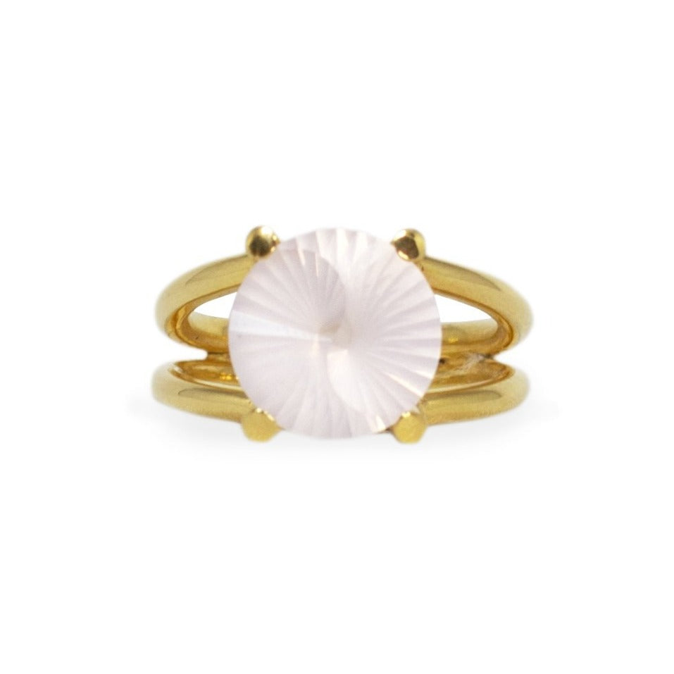 yin yang ring gold with rose quartz