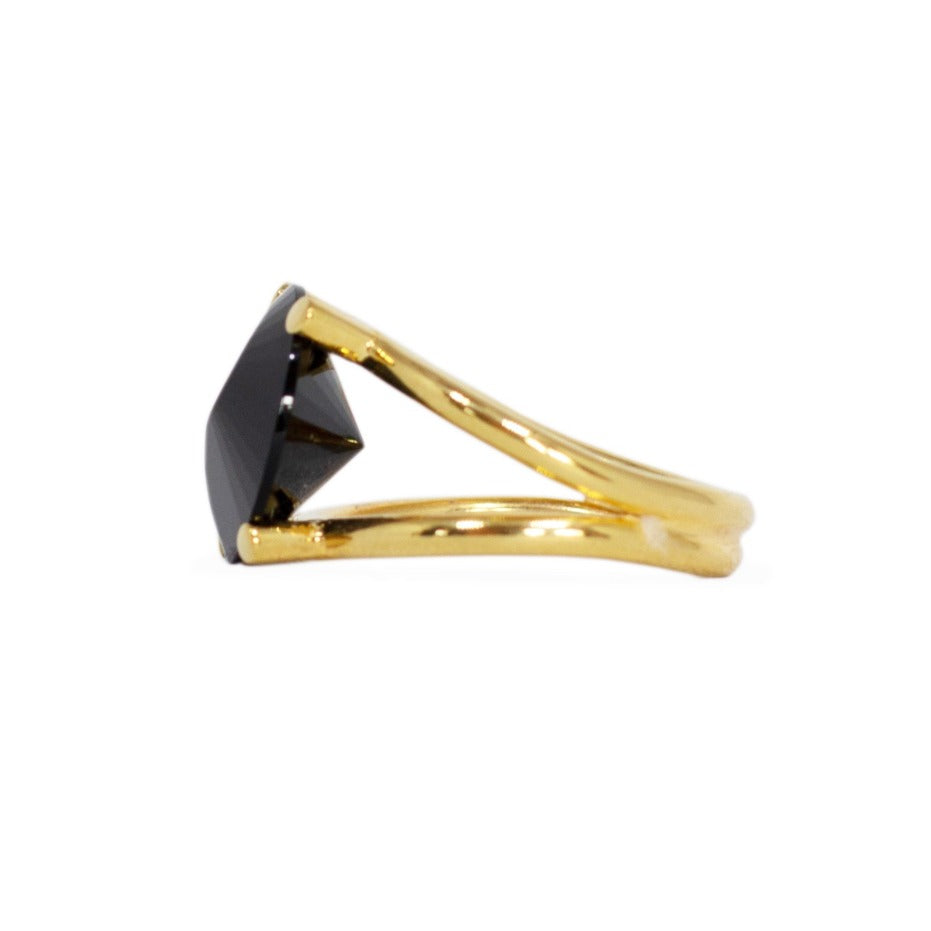 yin yang ring gold with obsidian