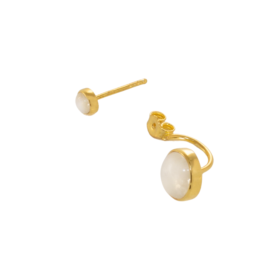 double moonstone sterling silver earrings // Gold