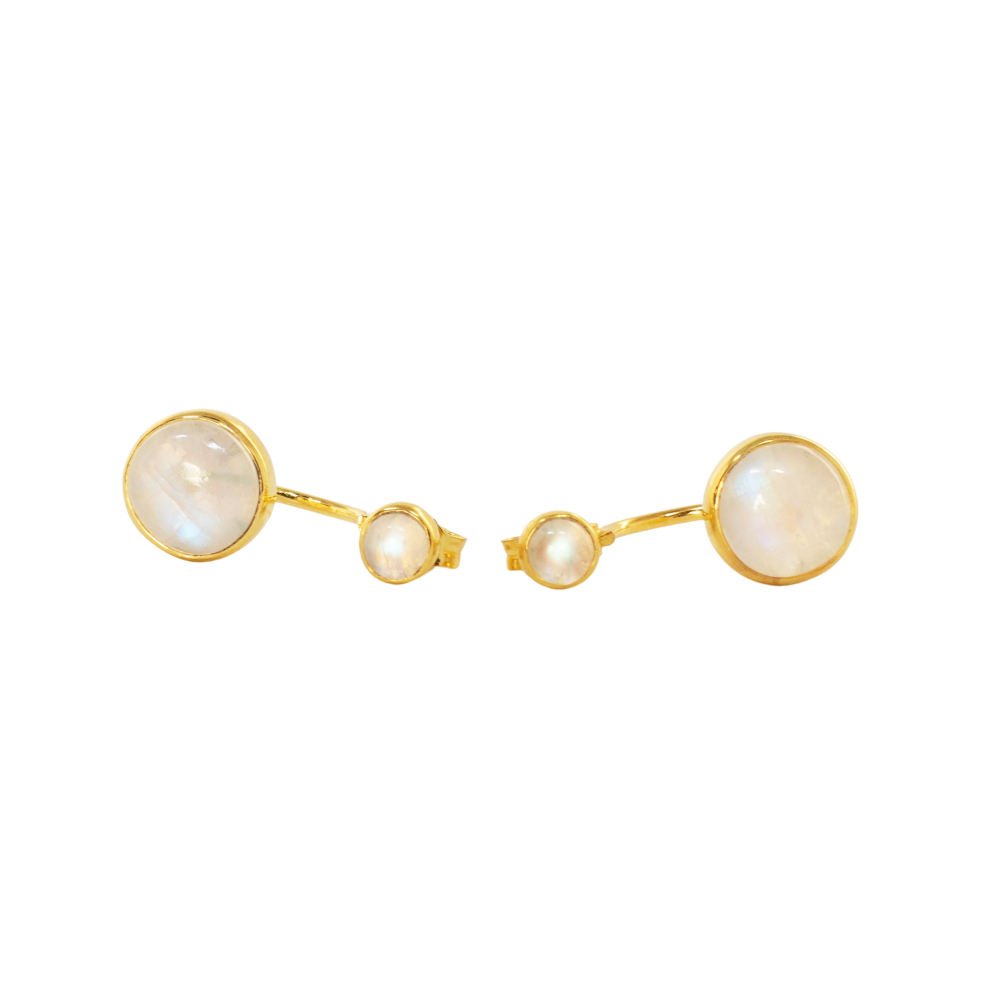 double moonstone sterling silver earrings // Gold