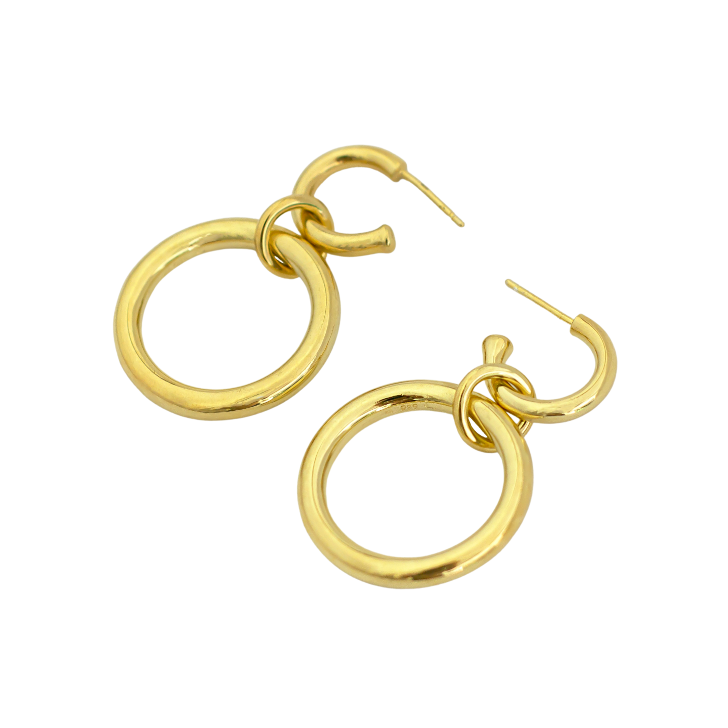 Lightweight Gold Vermeil double Hoop Earrings large // Gold