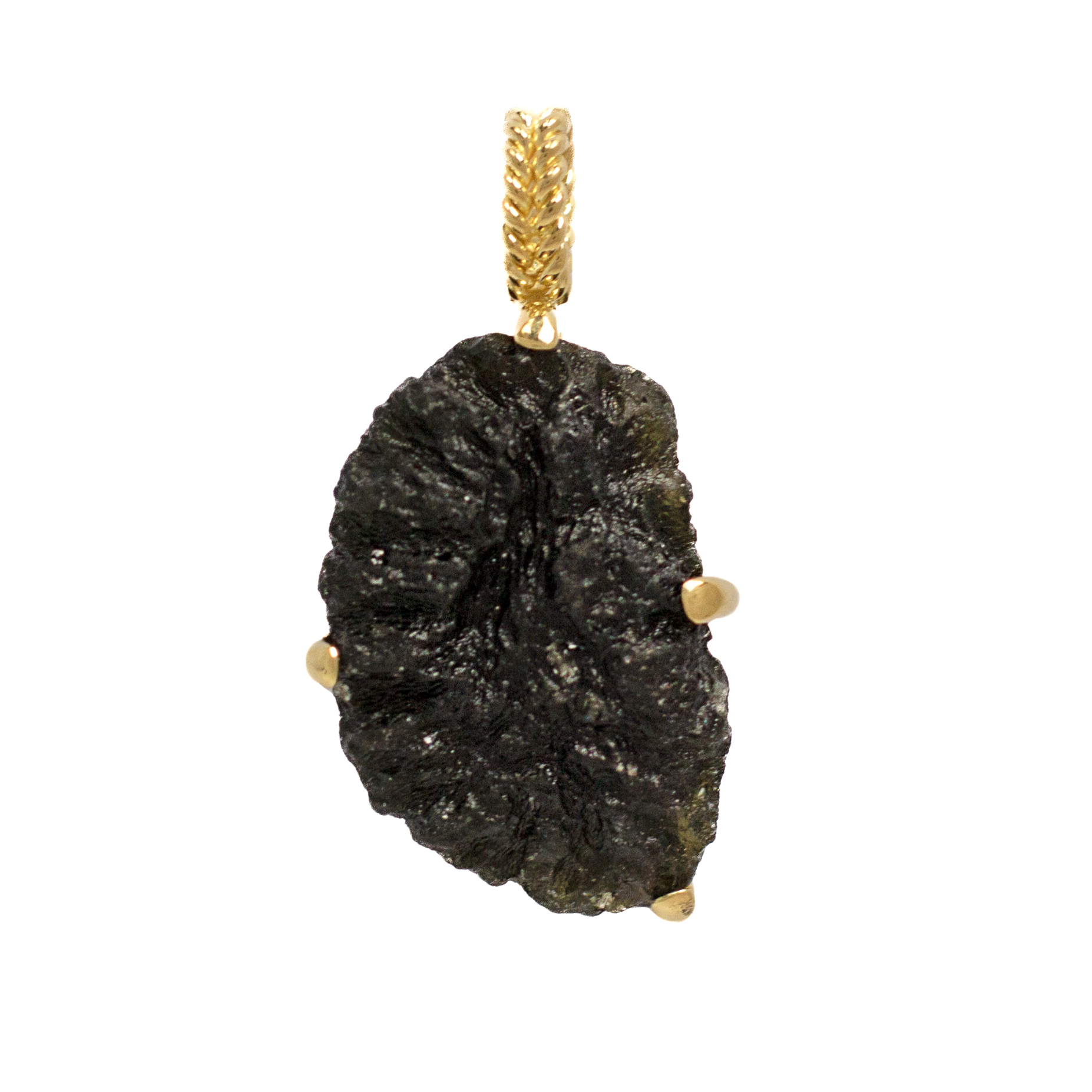 Certified Moldavite in Gold Vermeil