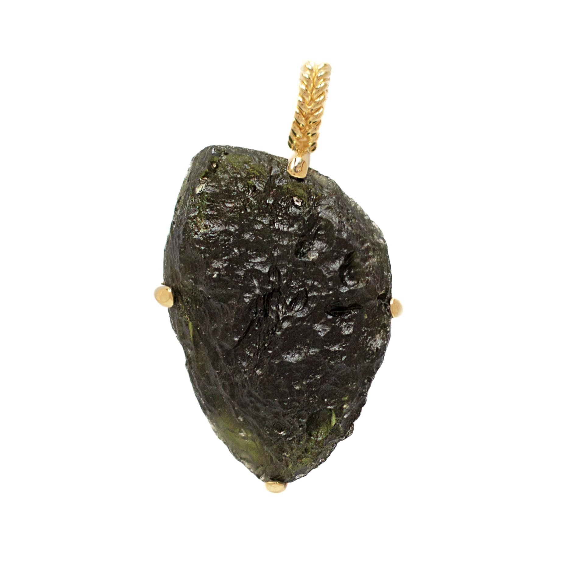 Certified Moldavite Pendant Gold vermeil 25 grams