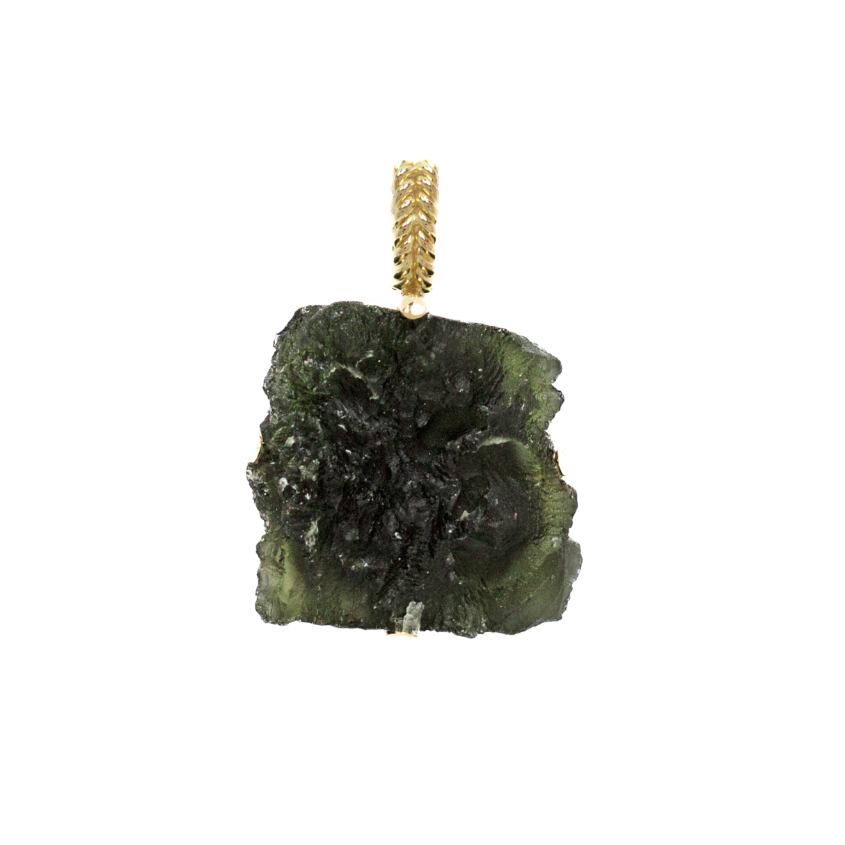 Moldavite pendant gold vermeil