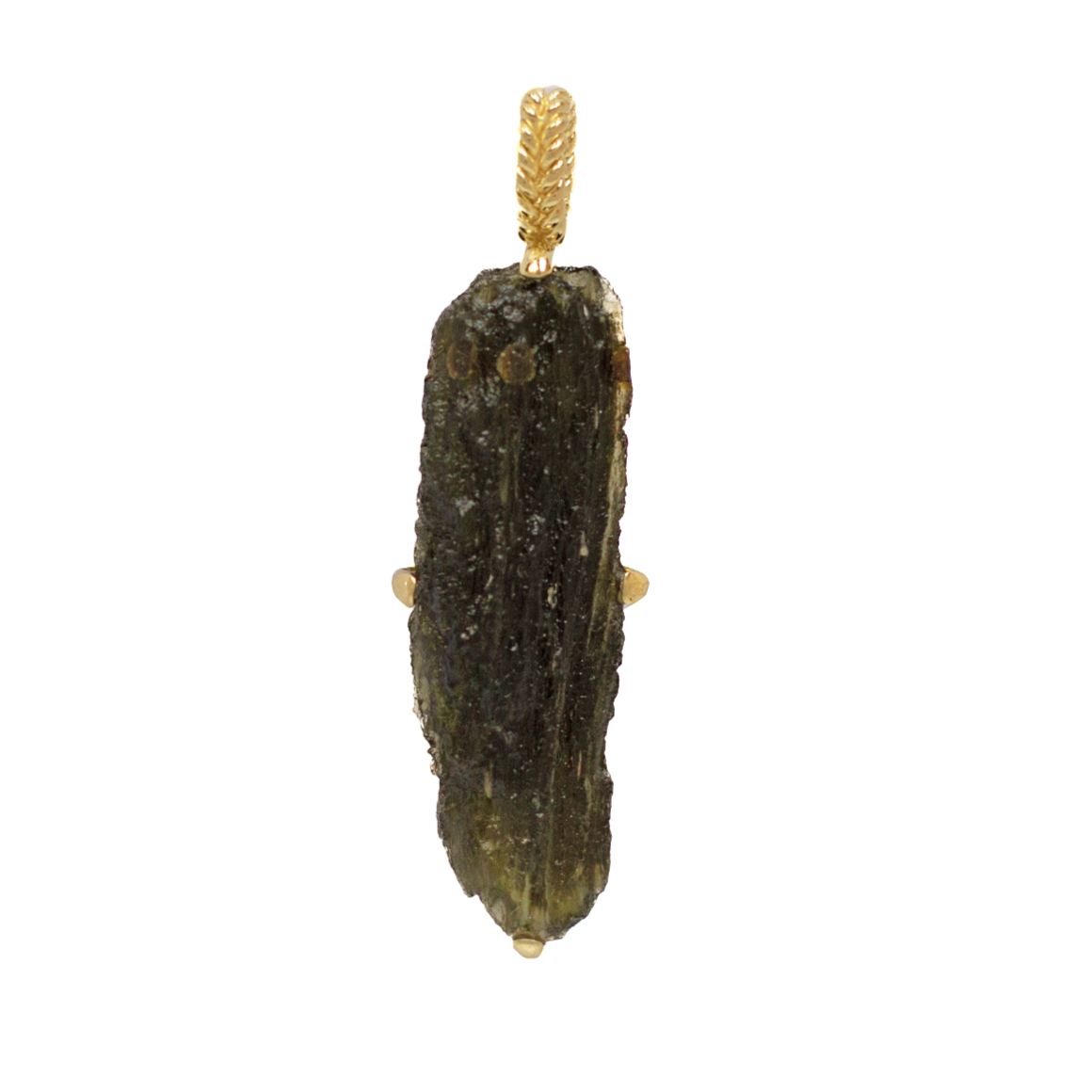 Long Teardop Moldavite Pendant Gold Vermeil 1.8 x 6.3 cm, Raw Moldavite Necklace, Healing Crystal Jewelry, Genuine Moldavite,